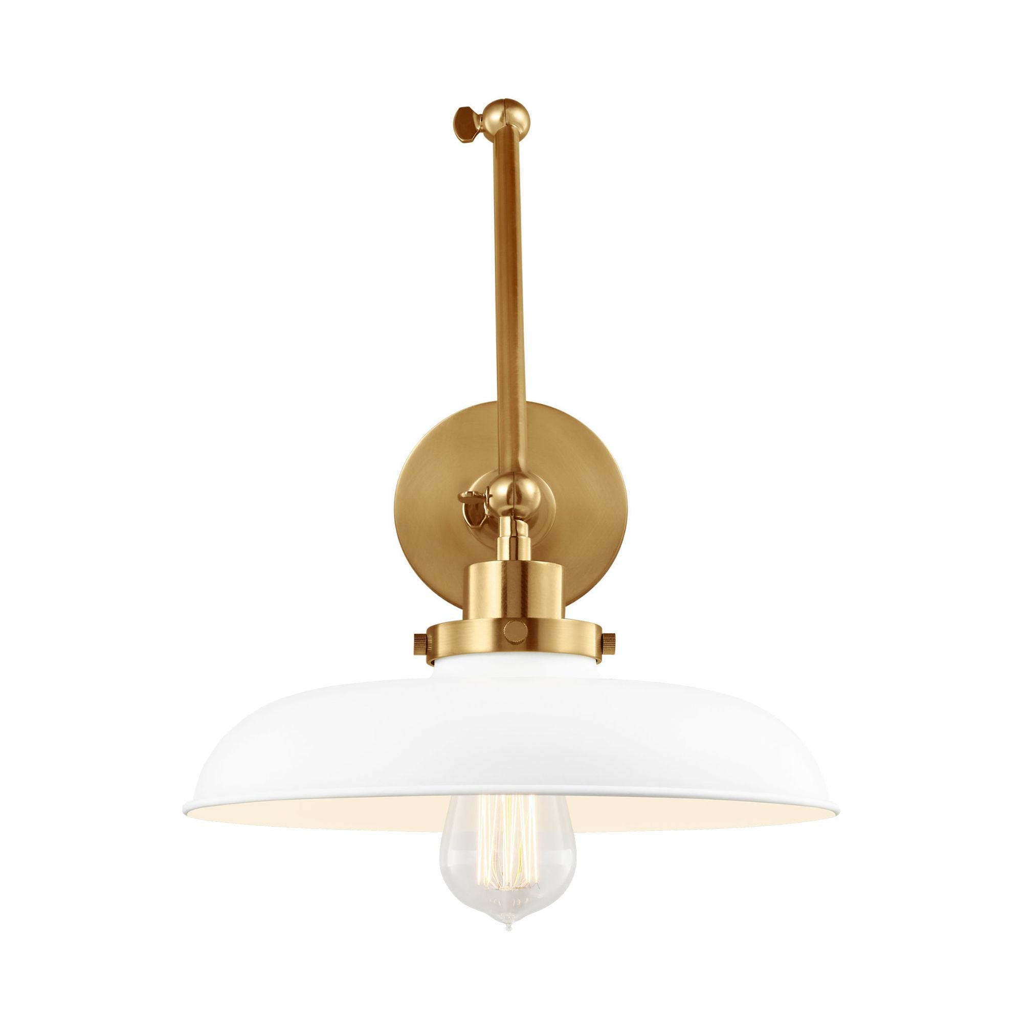 Chapman & Myers Wellfleet Double Arm Wide Task Sconce in Matte White and Burnished Brass