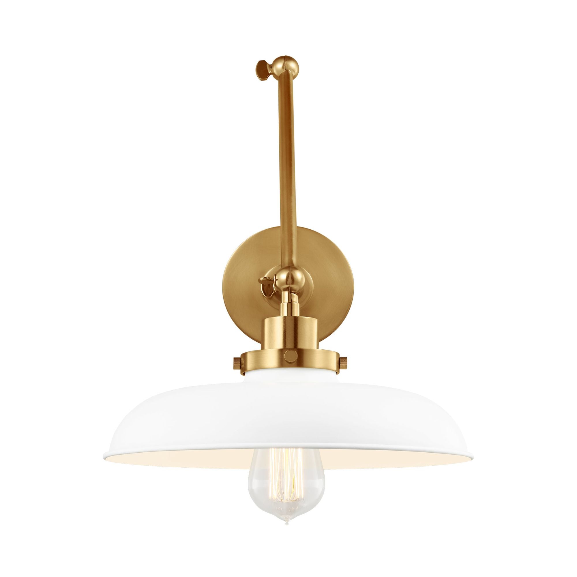 Chapman & Myers Wellfleet Double Arm Wide Task Sconce in Matte White and Burnished Brass