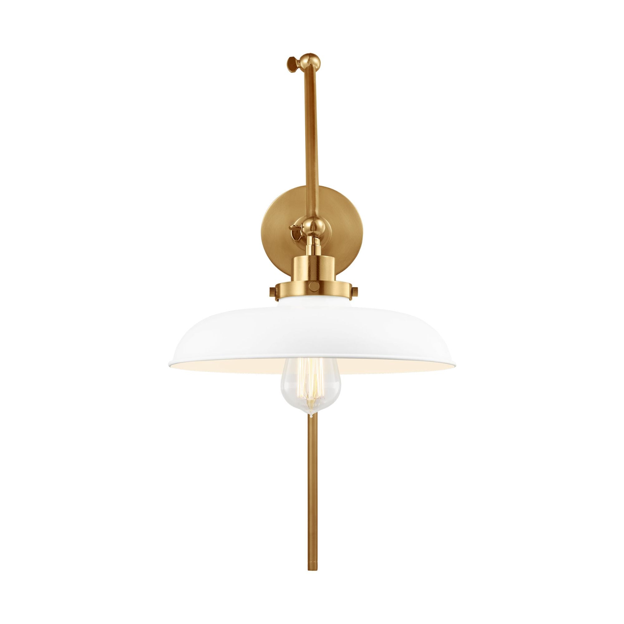 Chapman & Myers Wellfleet Double Arm Wide Task Sconce in Matte White and Burnished Brass