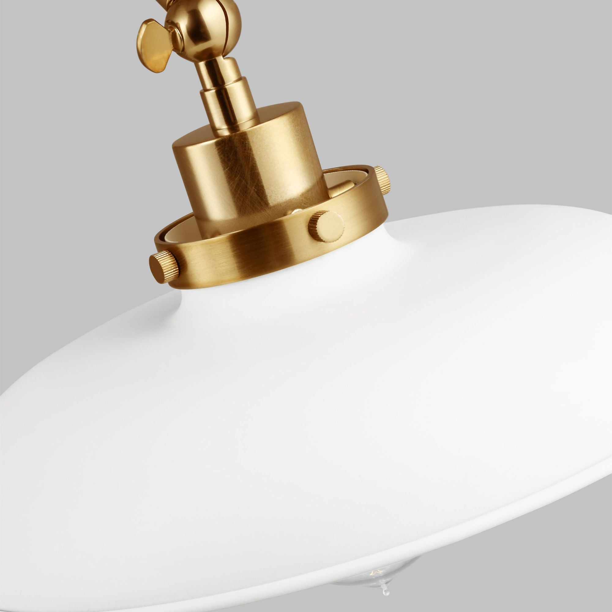Chapman & Myers Wellfleet Double Arm Wide Task Sconce in Matte White and Burnished Brass