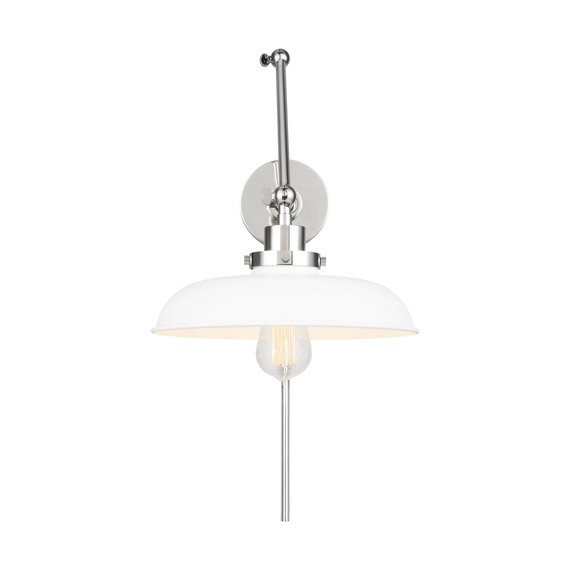 Chapman & Myers Wellfleet Double Arm Wide Task Sconce in Matte White and Polished Nickel