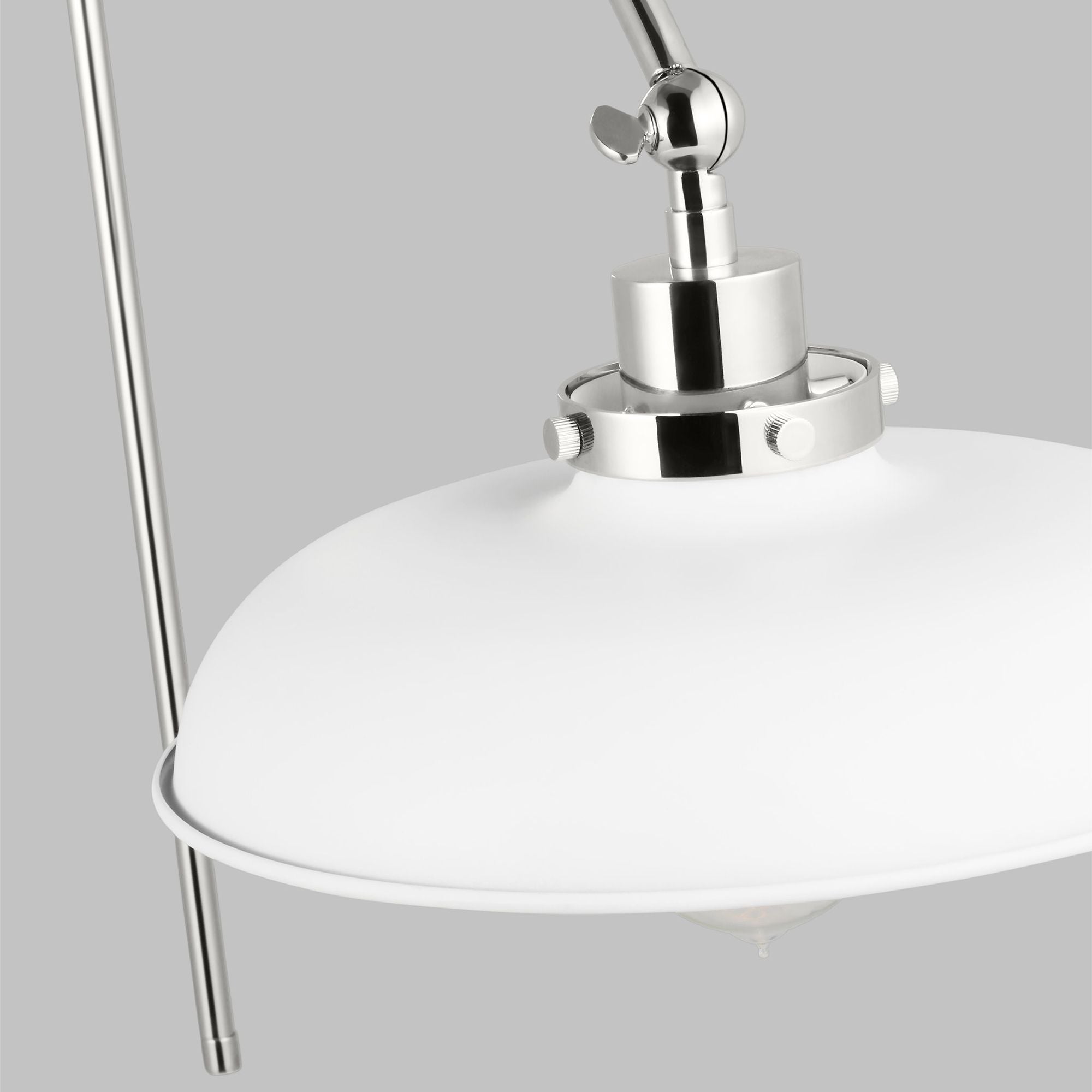 Chapman & Myers Wellfleet Double Arm Wide Task Sconce in Matte White and Polished Nickel