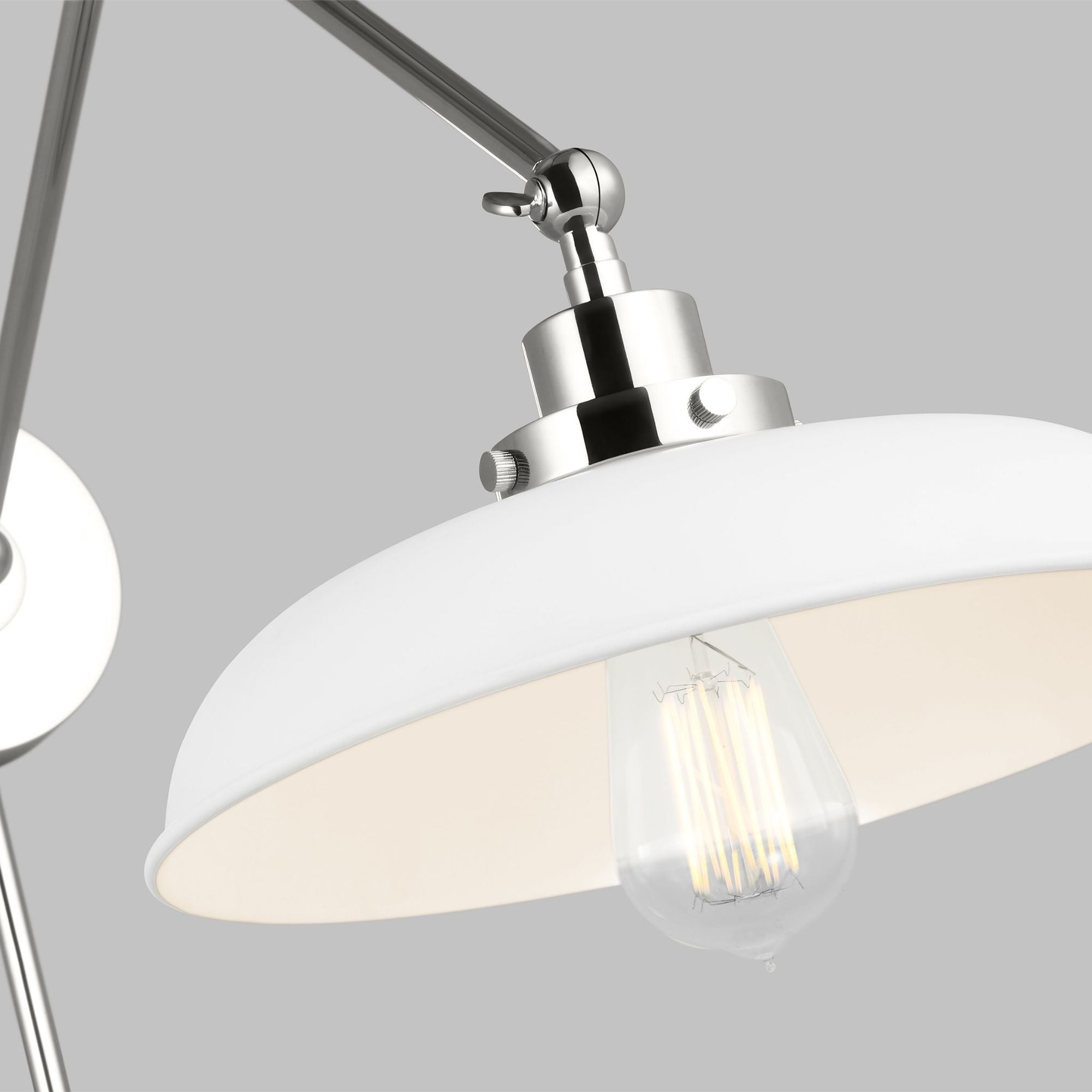 Chapman & Myers Wellfleet Double Arm Wide Task Sconce in Matte White and Polished Nickel