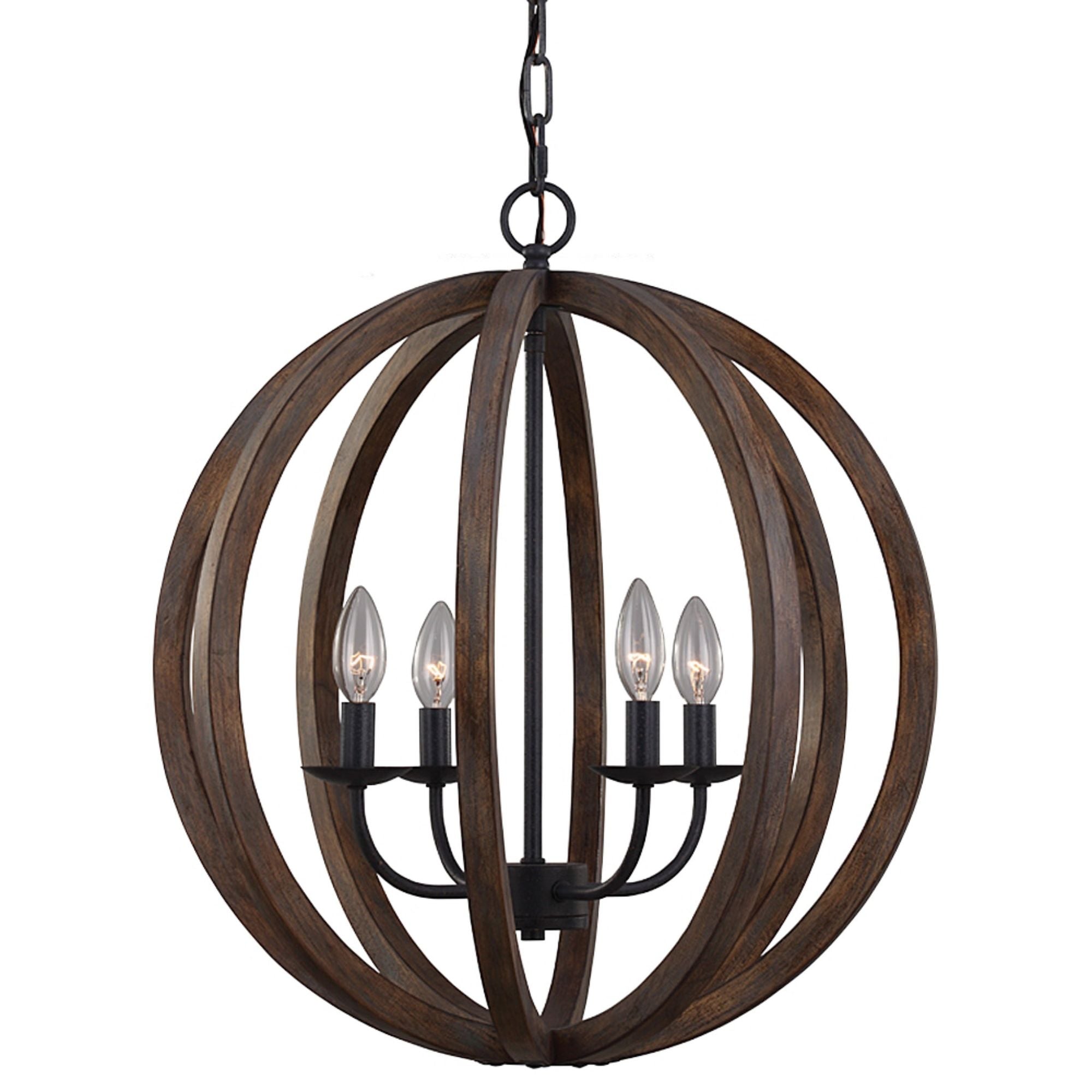 Sean Lavin Allier Small Pendant in Weathered Oak Wood / Antique Forged Iron