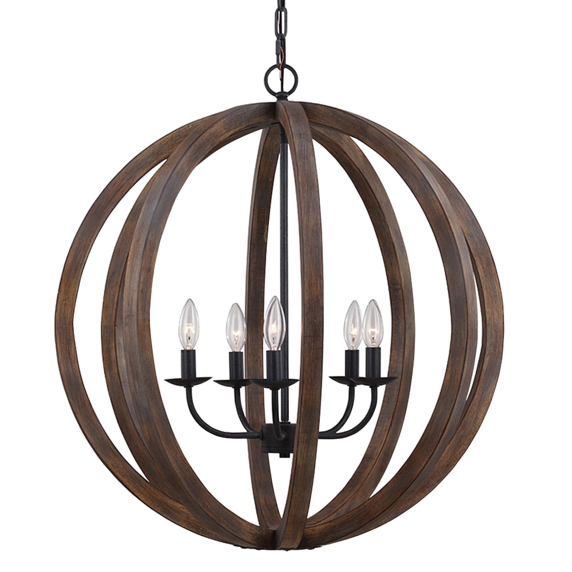 Sean Lavin Allier Medium Pendant in Weathered Oak Wood / Antique Forged Iron