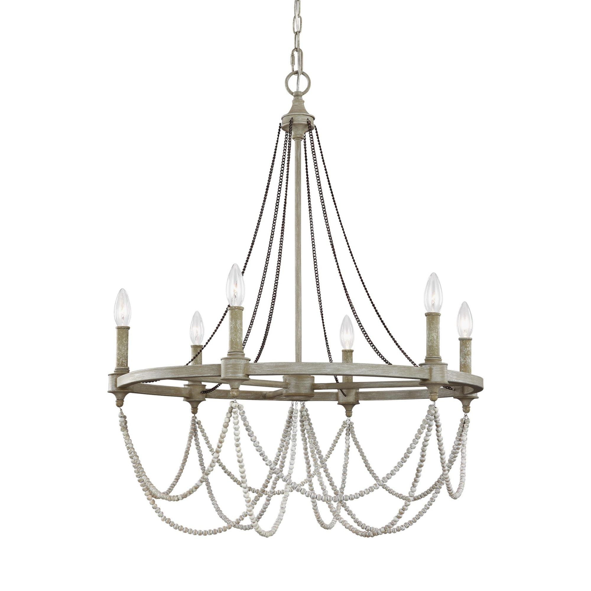 Sean Lavin Beverly Medium Chandelier in French Washed Oak / Distressed White Wood