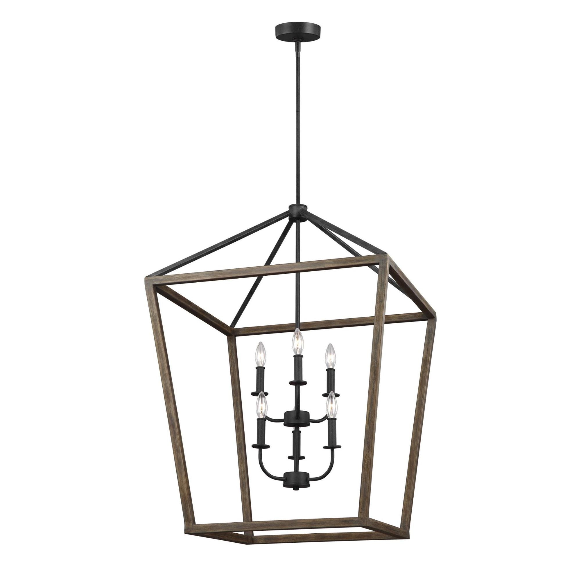 Sean Lavin Gannet Large Chandelier in Weathered Oak Wood / Antique Forged Iron