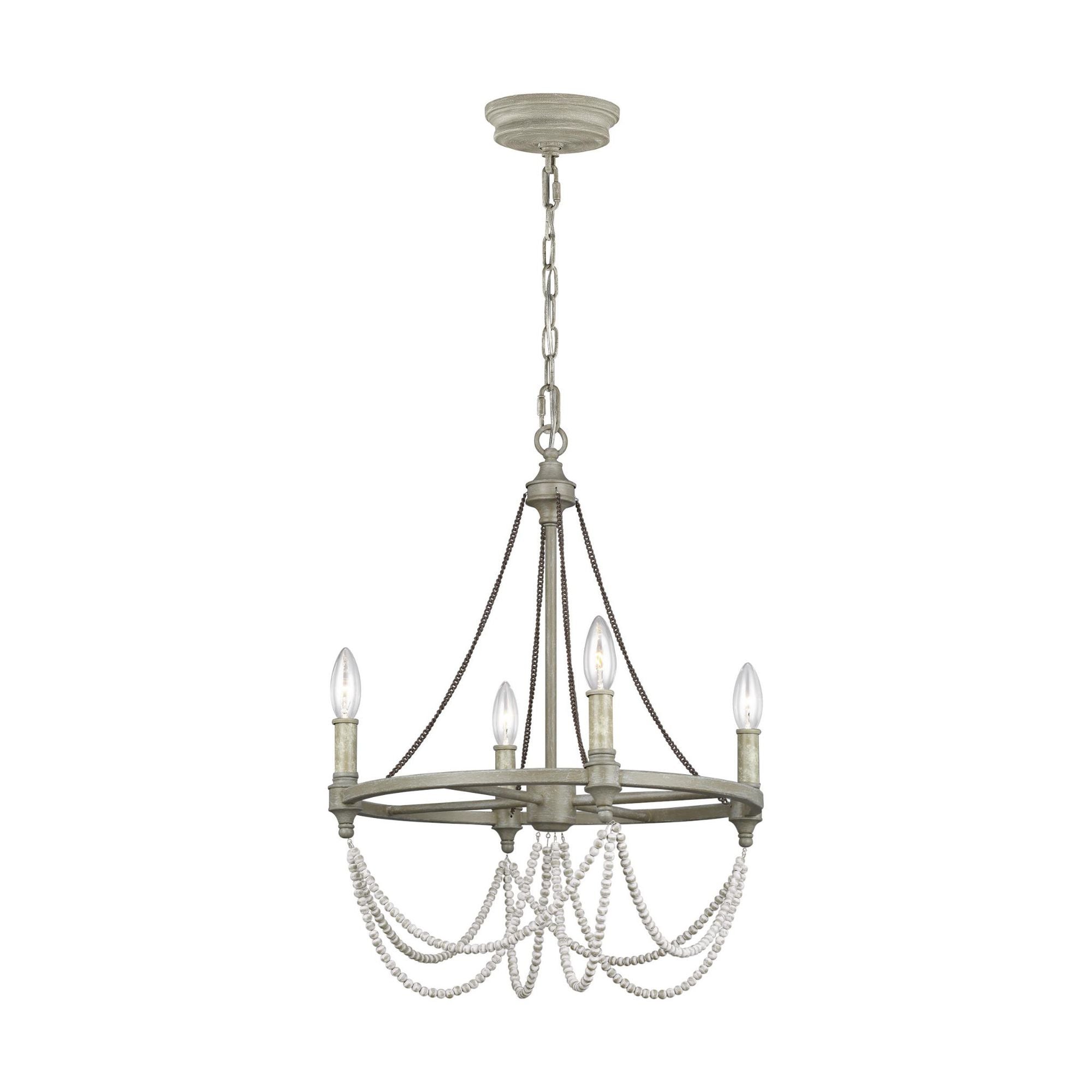 Sean Lavin Beverly Small Chandelier in French Washed Oak / Distressed White Wood