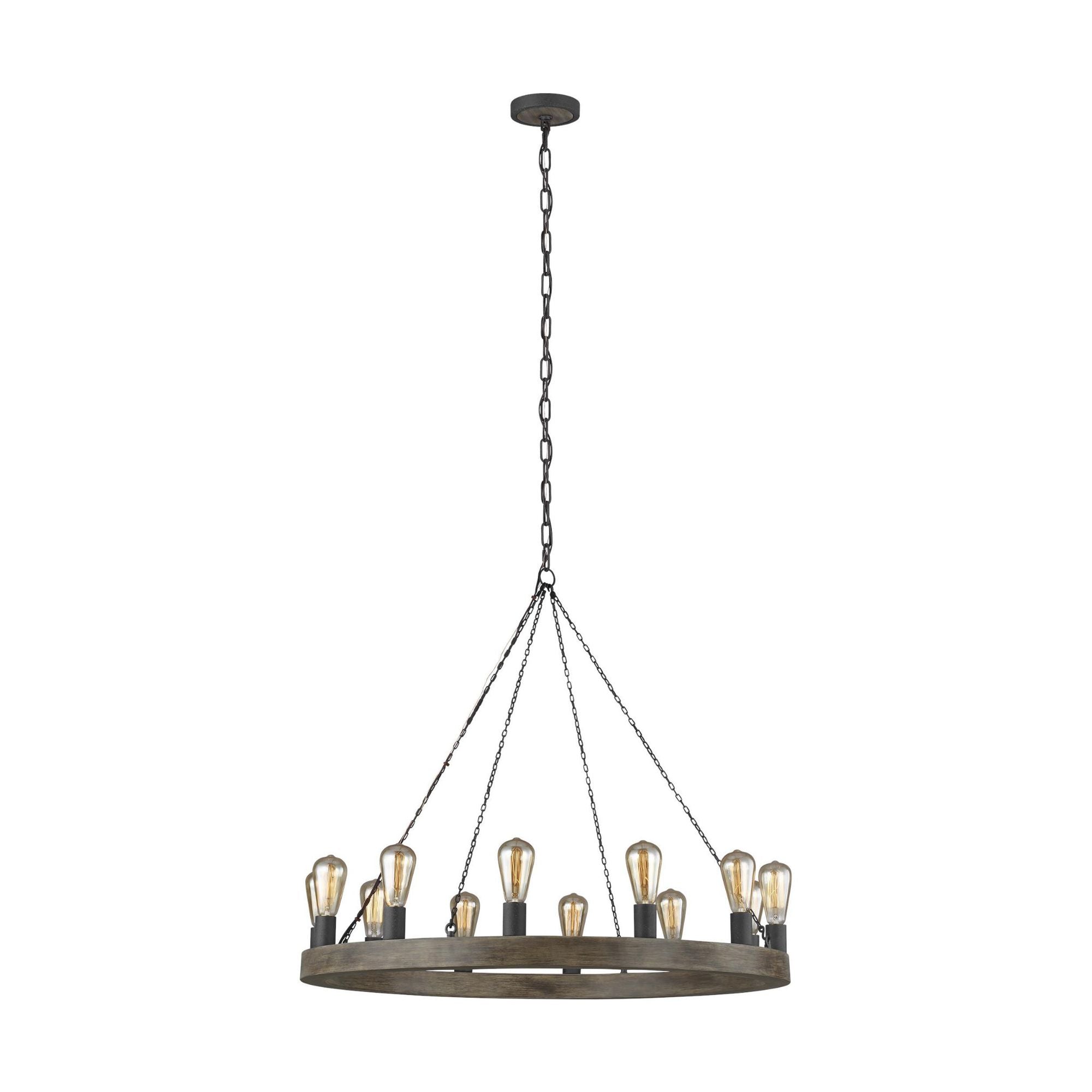 Sean Lavin Avenir Medium Chandelier in Weathered Oak Wood / Antique Forged Iron