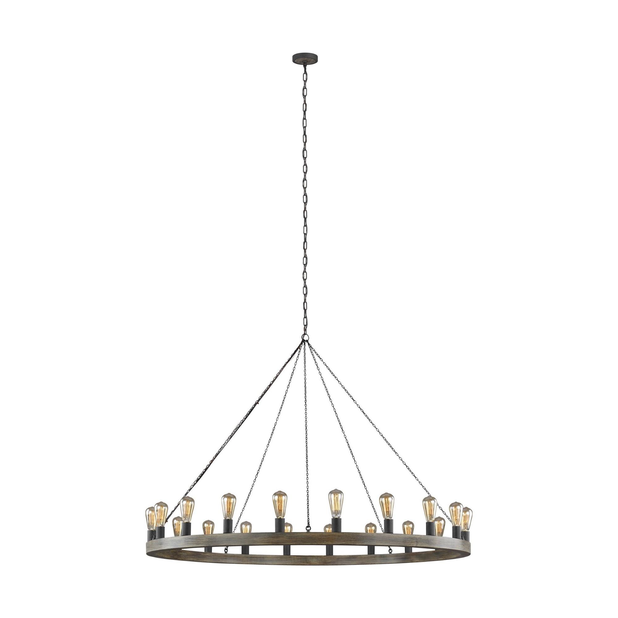 Sean Lavin Avenir Large Chandelier in Weathered Oak Wood / Antique Forged Iron
