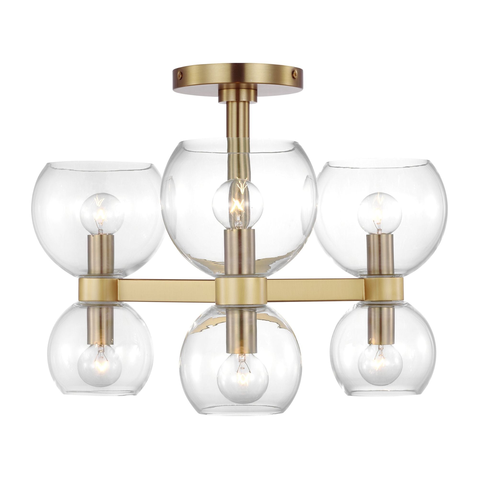 kate spade new york Londyn Semi Flush Mount in Burnished Brass with Clear Glass