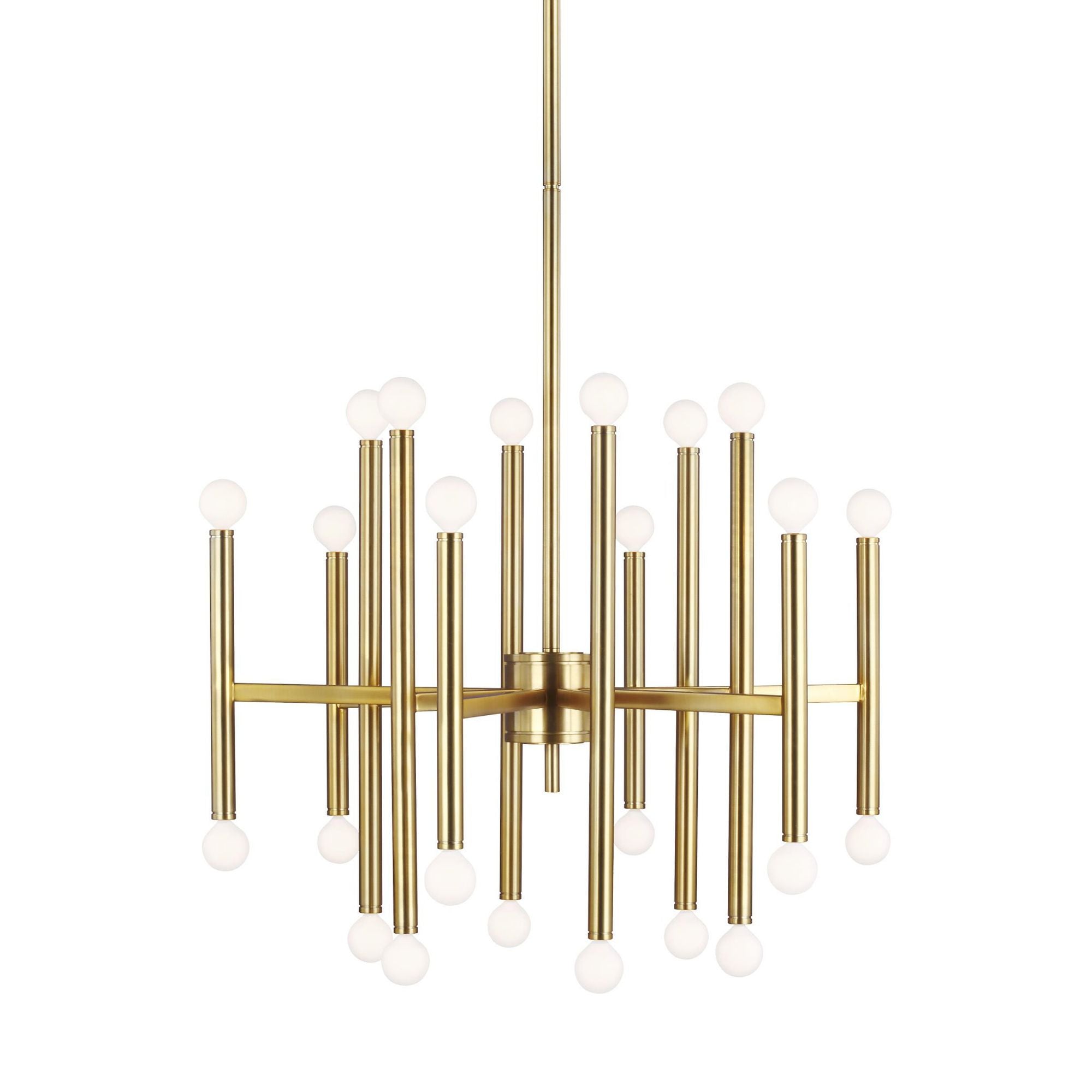 Thomas O'Brien Beckham Modern Large Chandelier in Burnished Brass