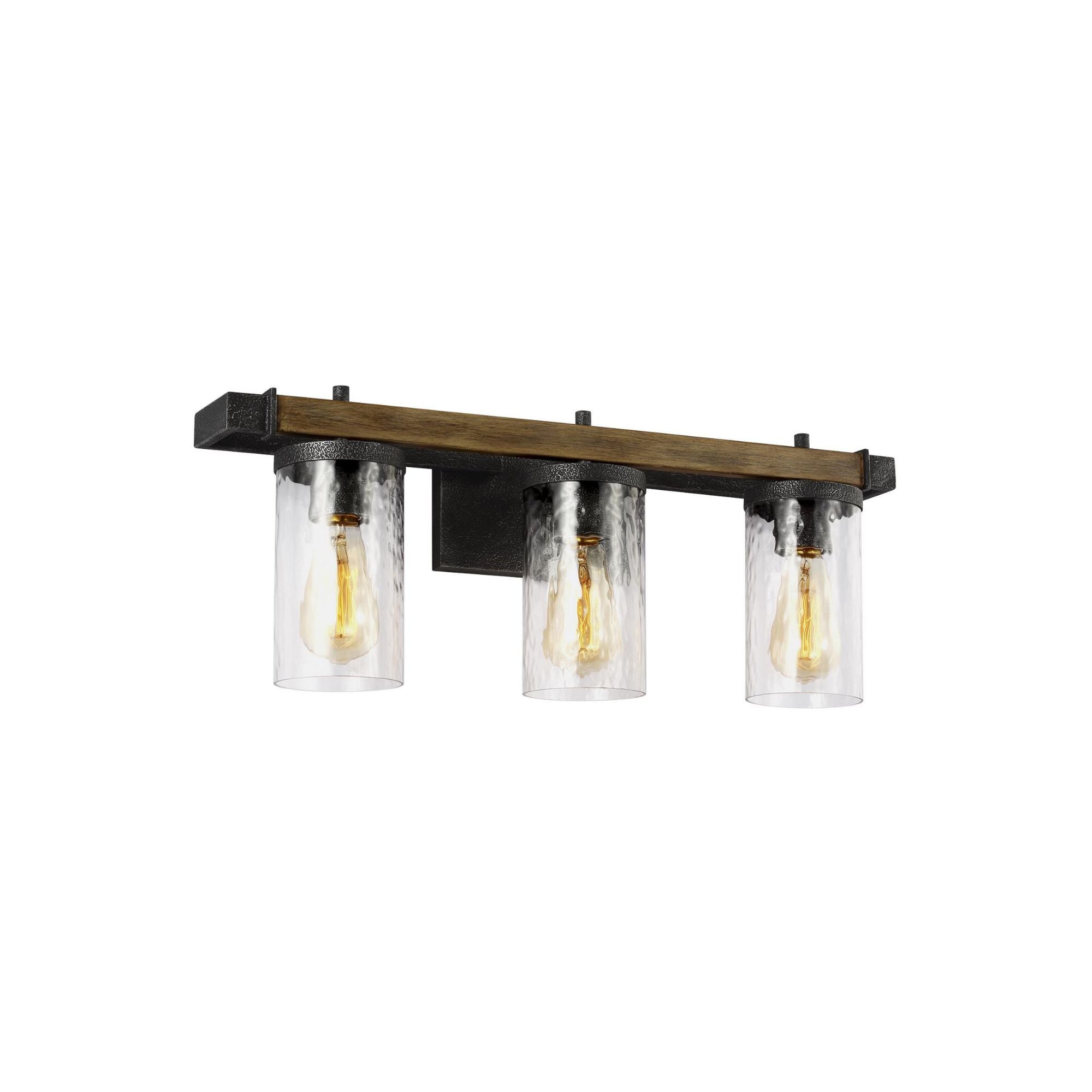 Sean Lavin Angelo 3 - Light Vanity in Distressed Weathered Oak / Slate Grey Metal