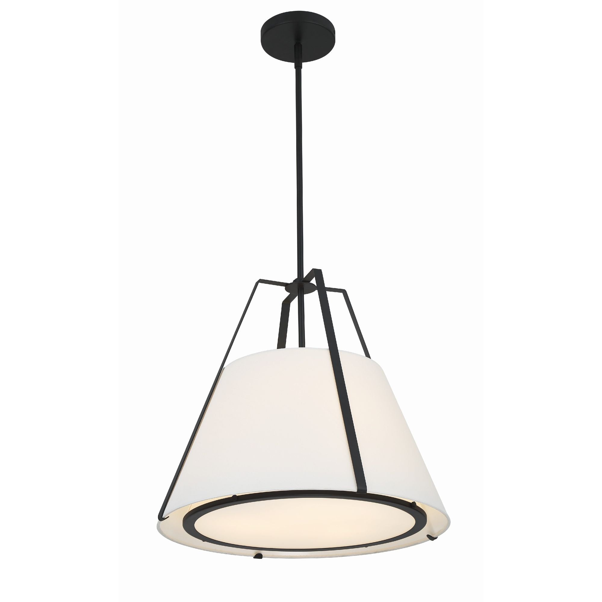 Fulton 3 Light Black Pendant Silk Shade 20"W x 18.5"H x 20"D