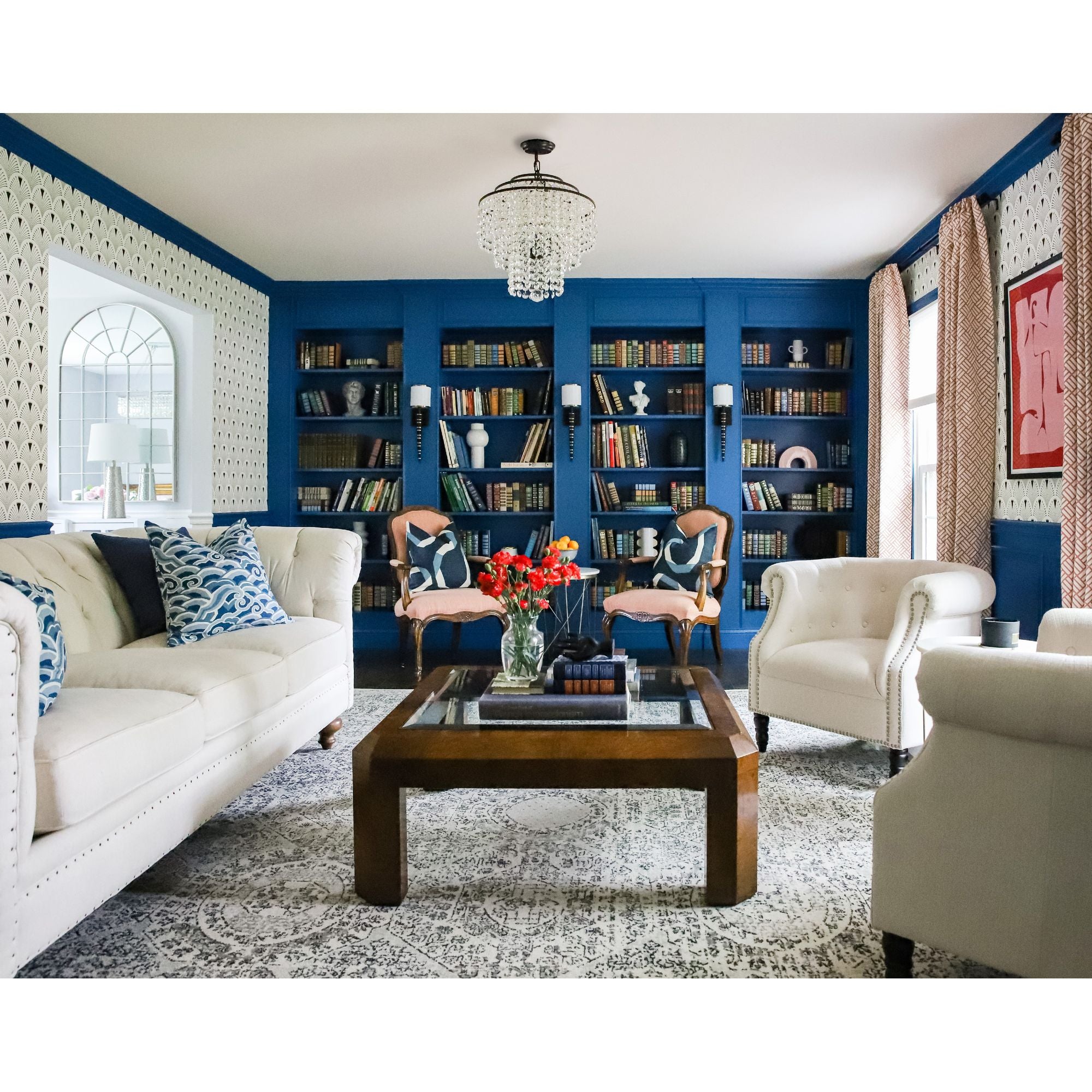 Gabrielle 4 Light Matte Black Chandelier Hand Cut Crystal 18"W x 20.5"H x 18"D