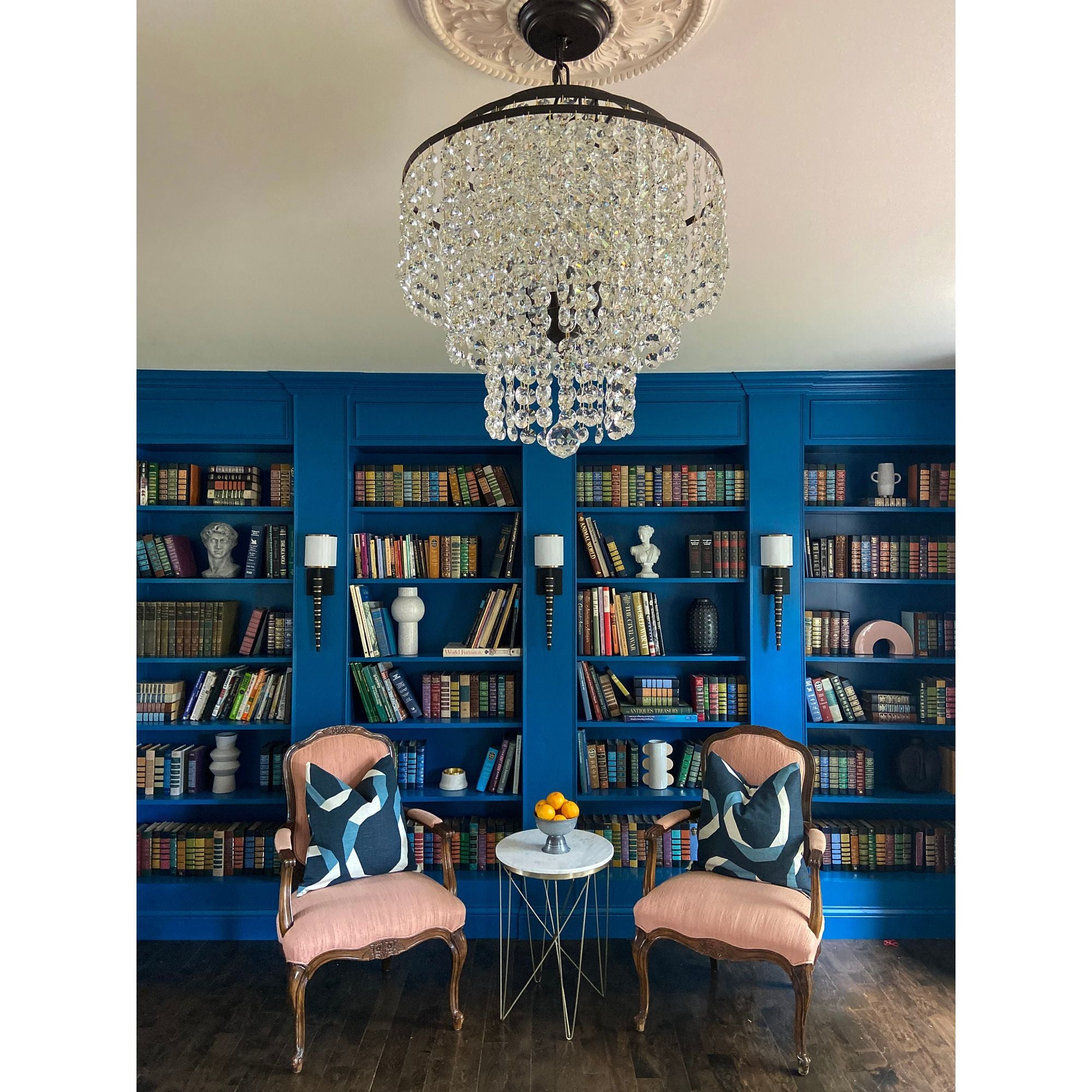 Gabrielle 4 Light Matte Black Chandelier Hand Cut Crystal 18"W x 20.5"H x 18"D