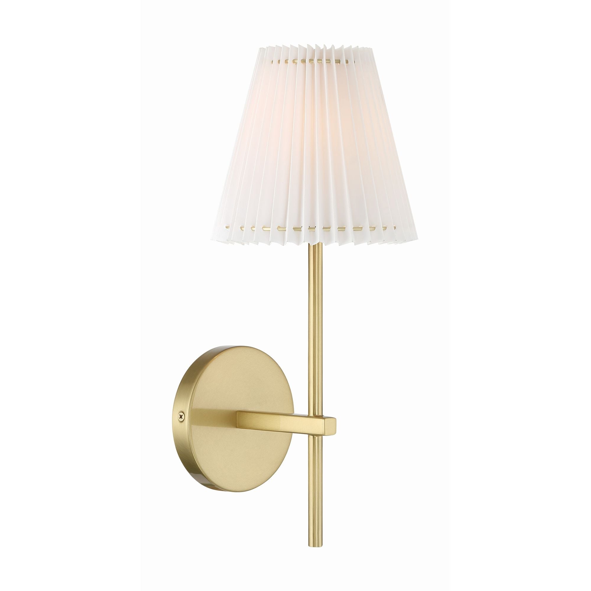 Gamma 1 Light Aged Brass Sconce Linen Shade 6.5"W x 15"H x 7.25"D