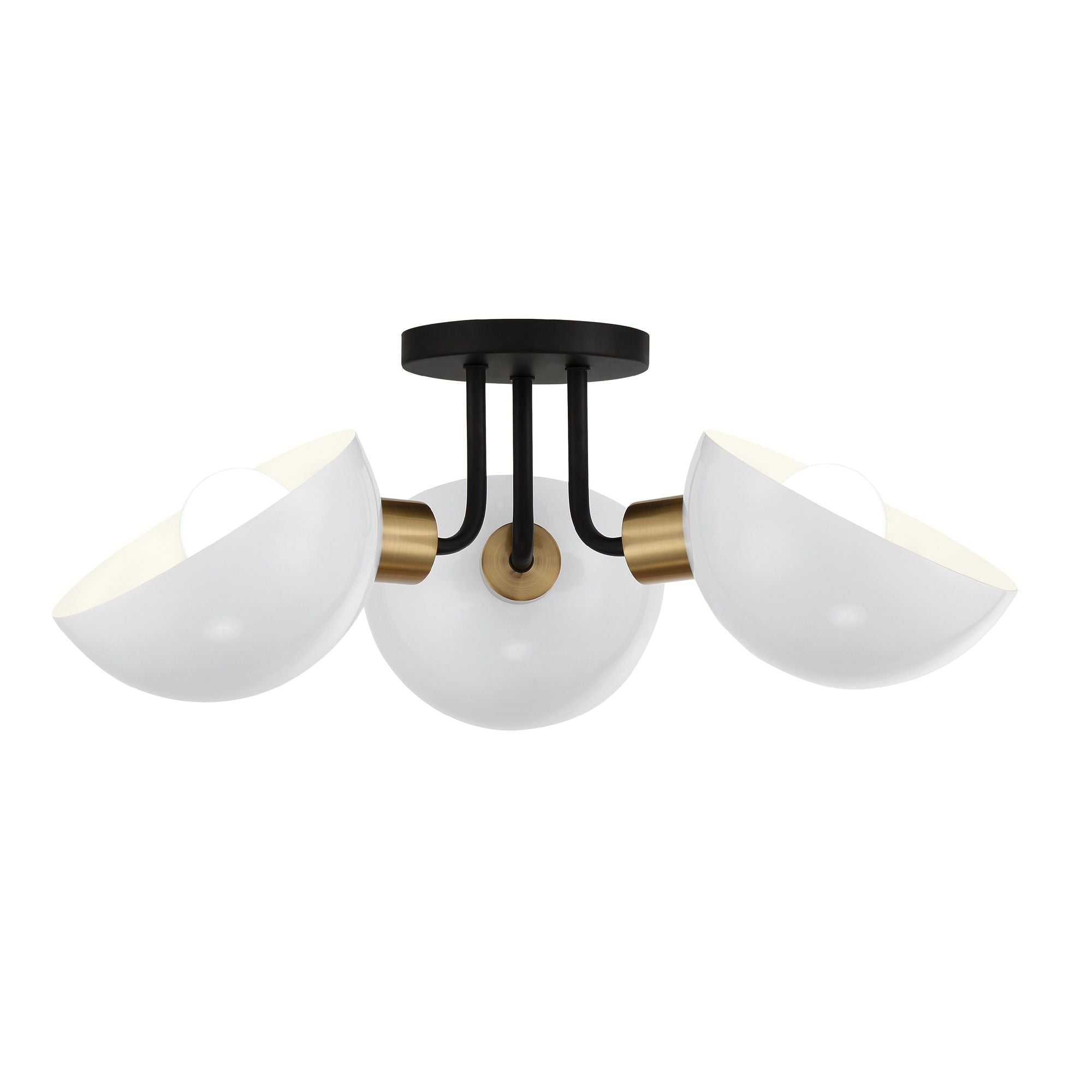 Gigi 3 Light Black + Aged Brass Semi Flush Mount Steel Shade 22.75"W x 9.25"H x 22.75"D