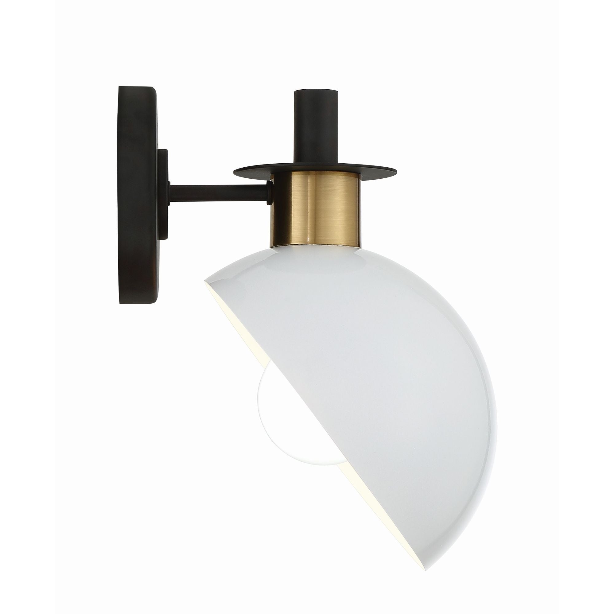 Gigi 8'' Black + Aged Brass Sconce White 8"W x 10.5"H x 8.5"D