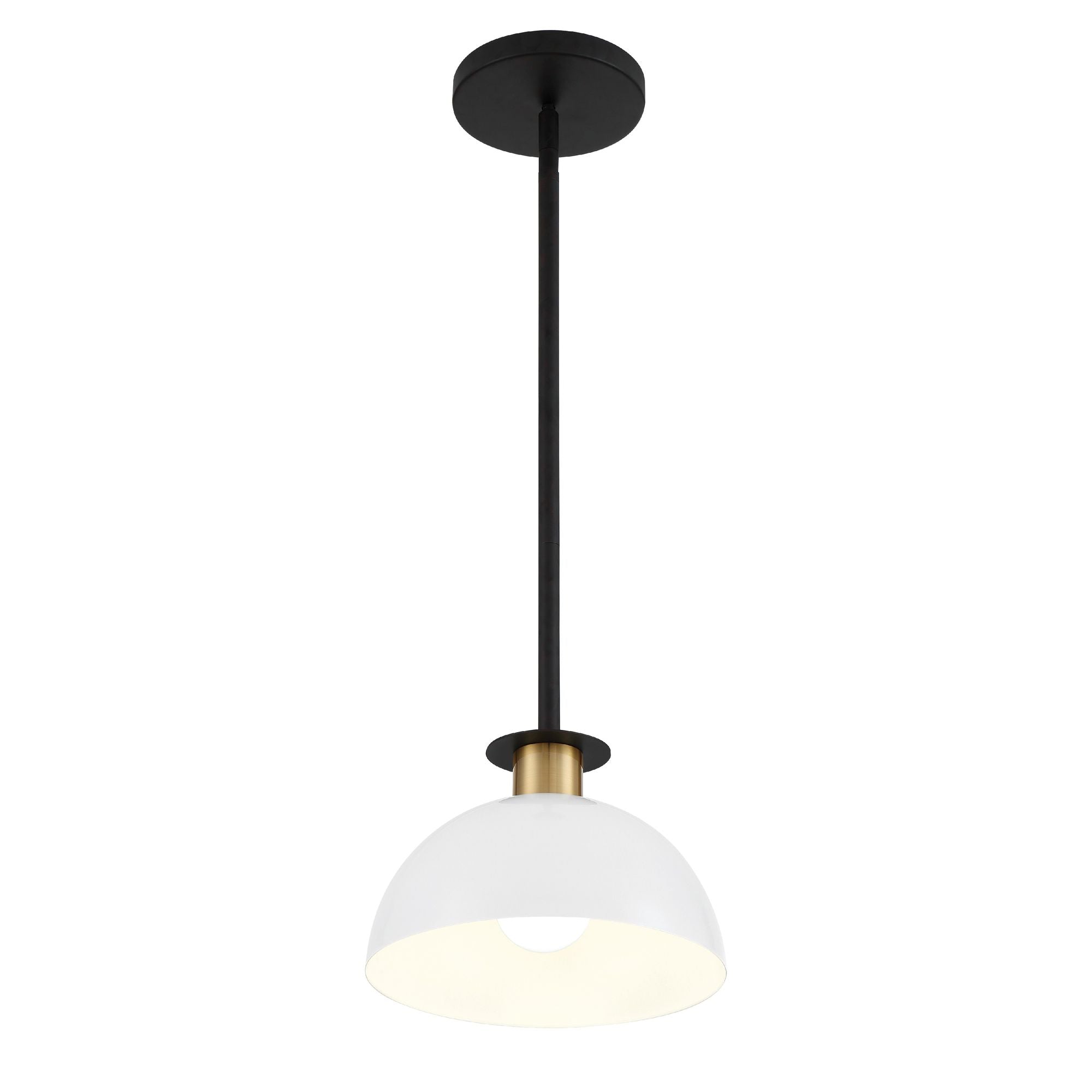 Gigi 1 Light Black + Aged Brass Mini Pendant Steel Shade 10"W x 7"H x 10"D