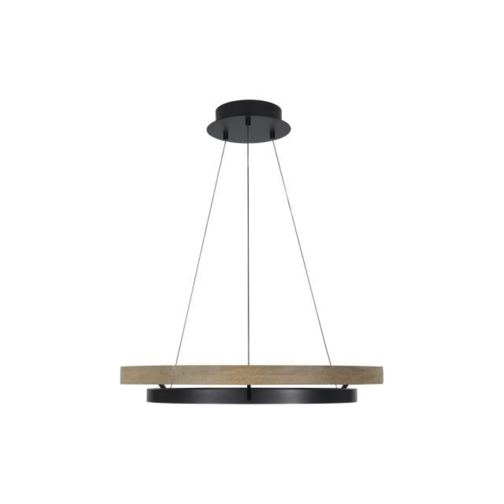 Grace 30 Chandelier Chandeliers 1-Light LED 3000K MATTE BLACK/WEATHERED OAK WOOD by Sean Lavin
