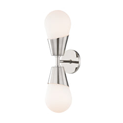 Cora 2 Light Wall Sconce in Polished Nickel