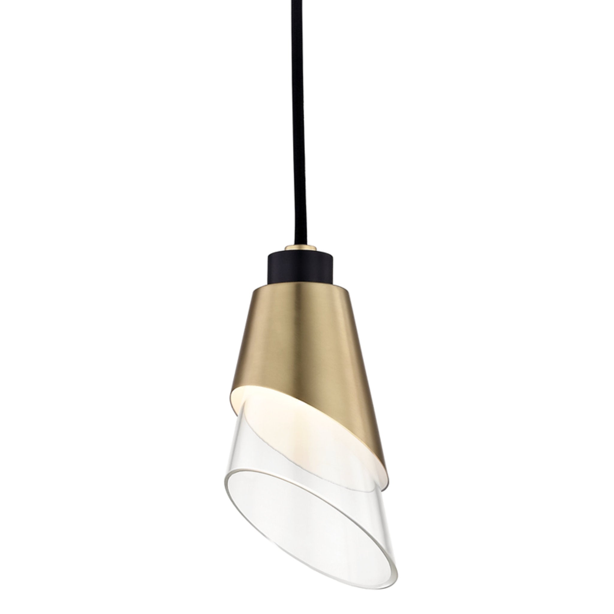 Angie 1-Light Pendant in Aged Brass/Black