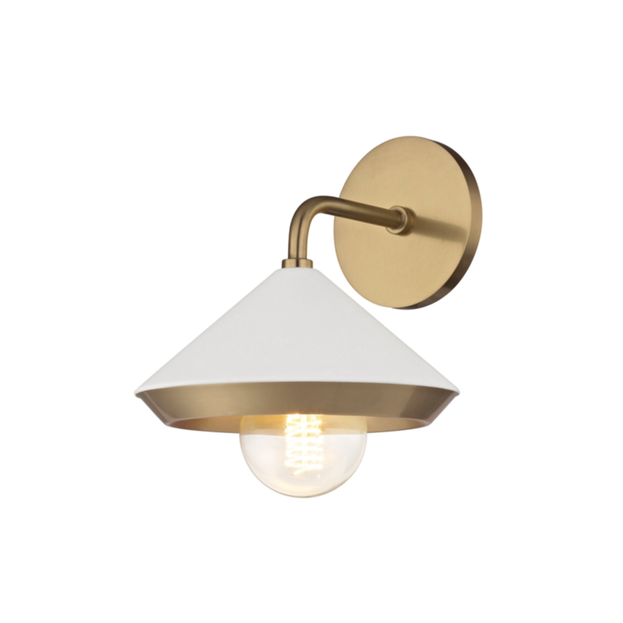 Marnie 1-Light Wall Sconce in Aged Brass/Soft Off White
