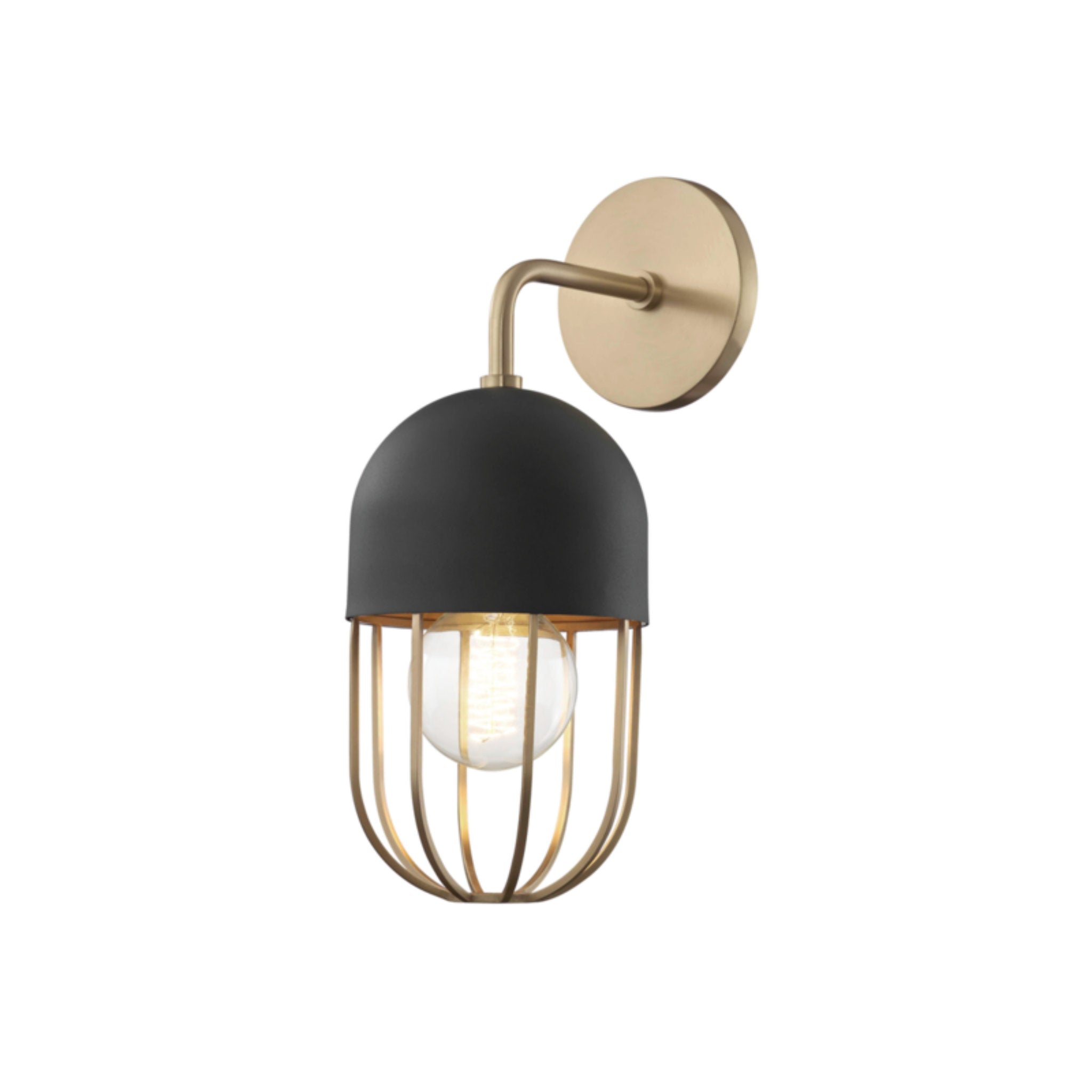 Haley 1-Light Wall Sconce in Aged Brass/Black