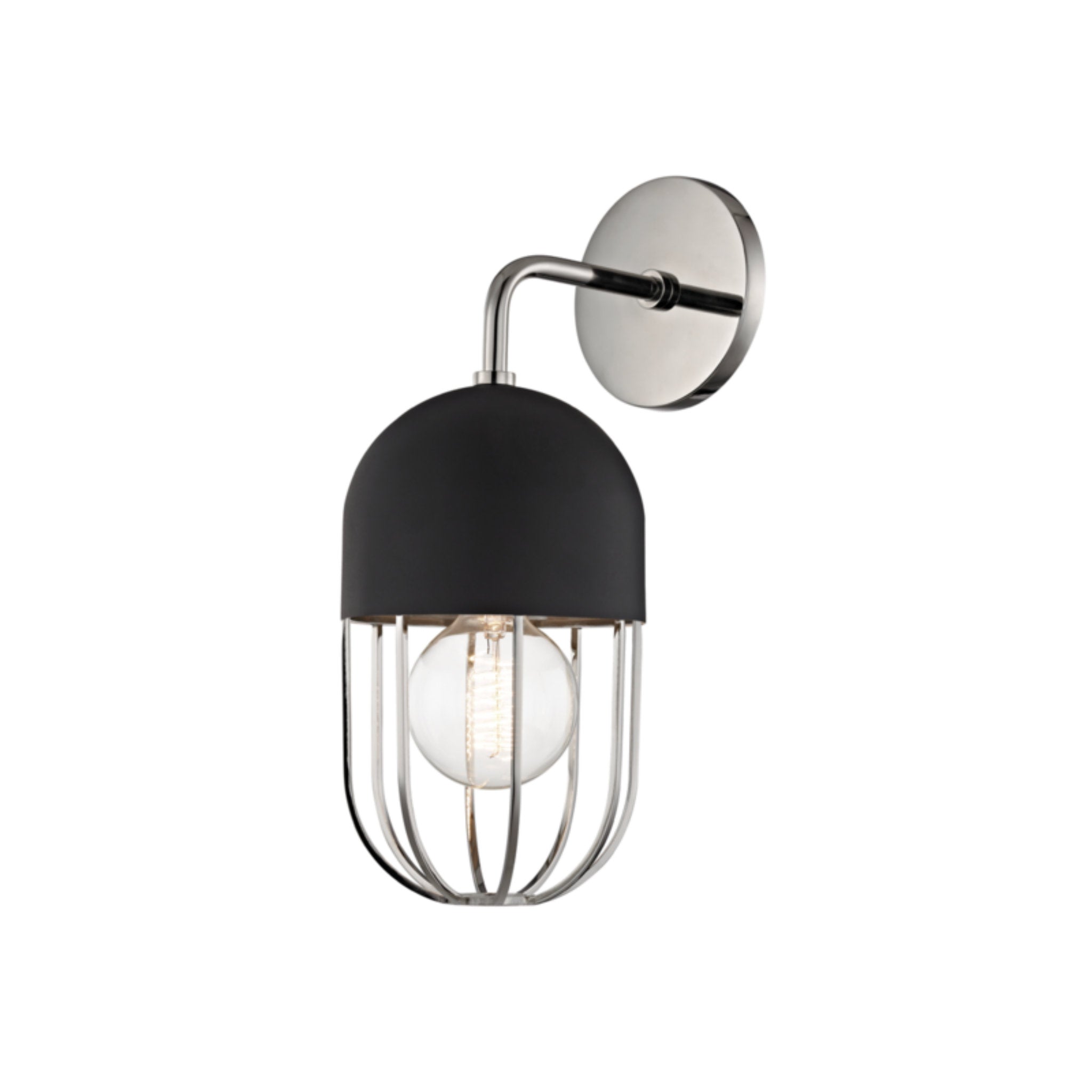 Haley 1-Light Wall Sconce in Polished Nickel/Black