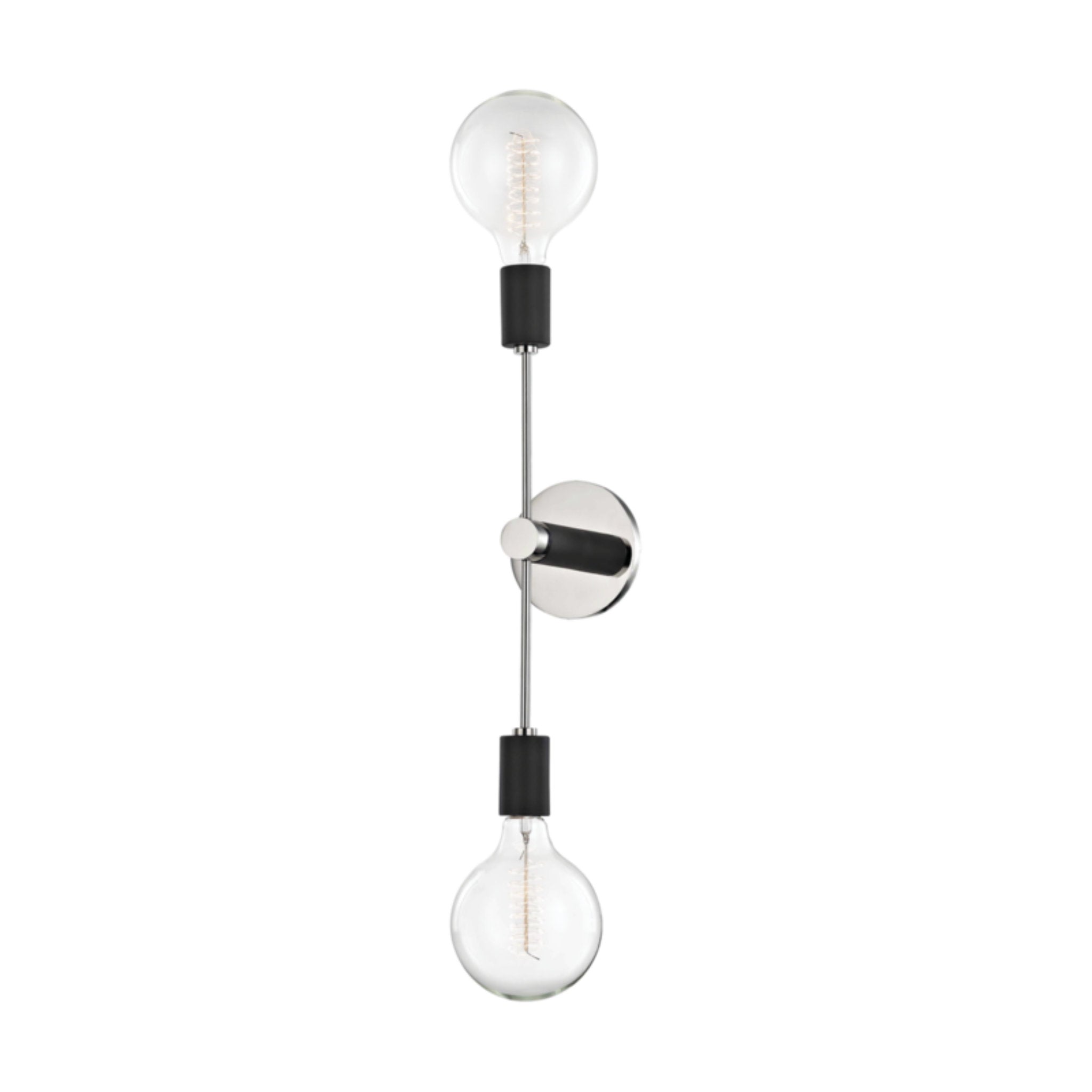 Astrid 2-Light Wall Sconce in Polished Nickel/Black