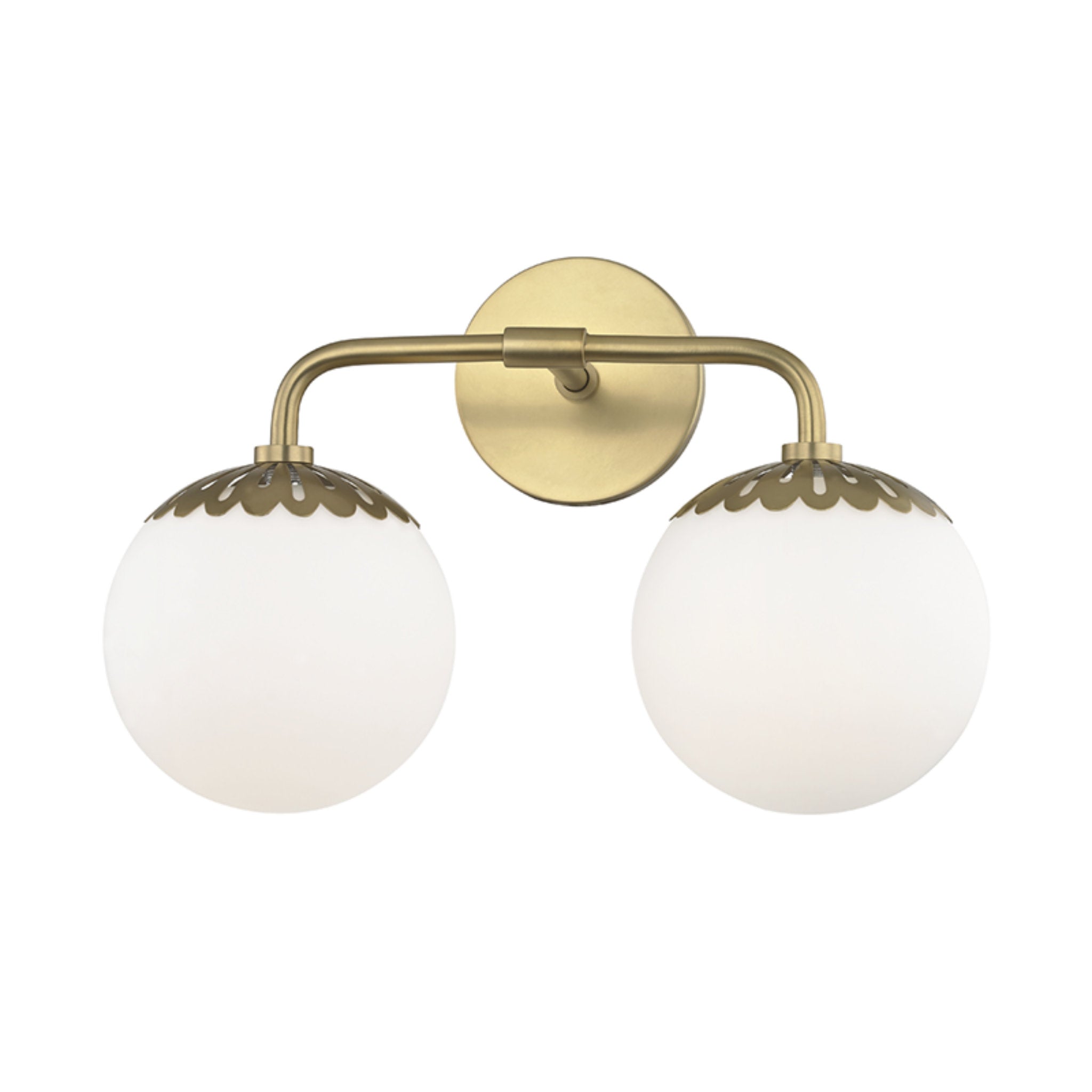 Paige 2-Light Bath and Vanity in Aged Brass