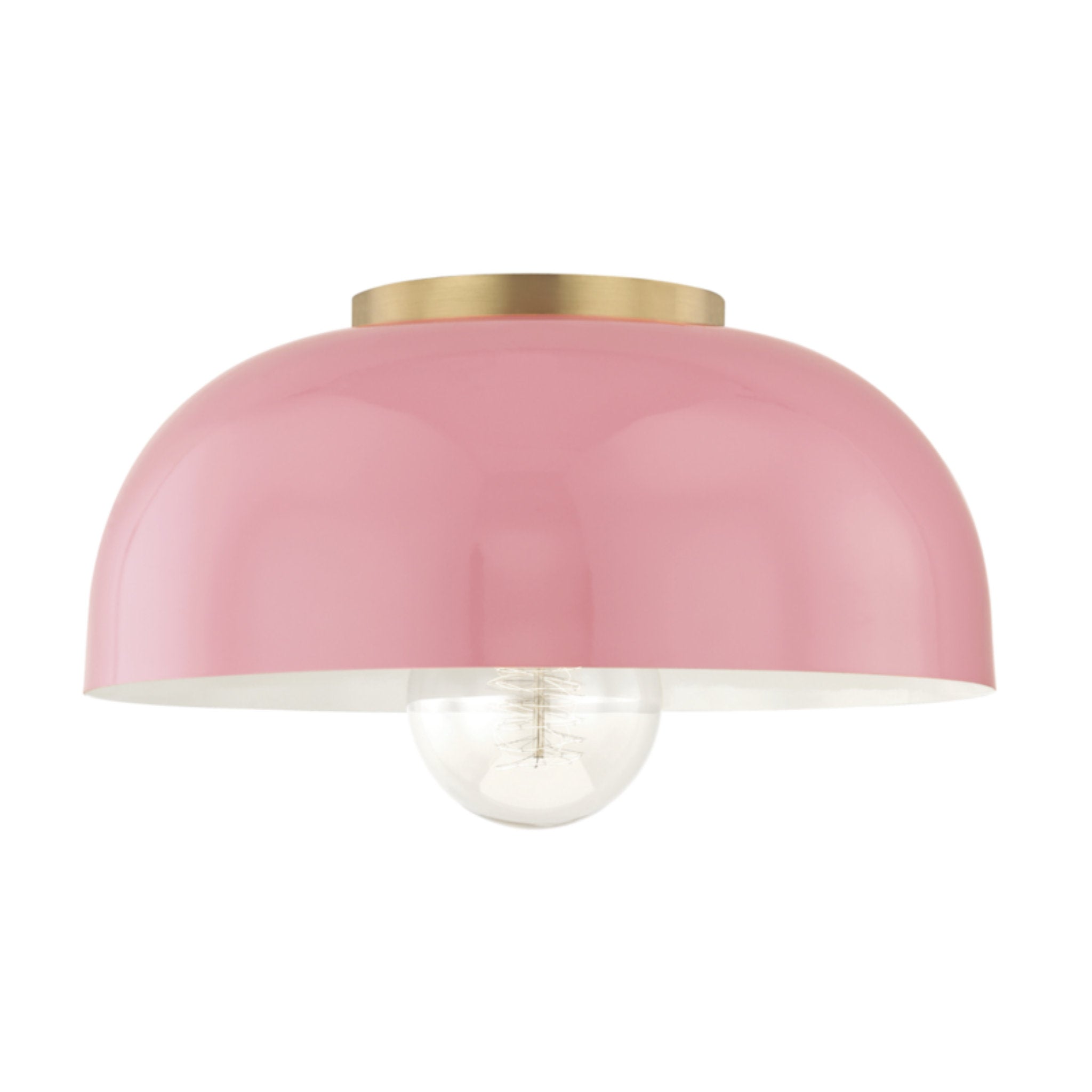Avery 1-Light Flush Mount in Aged Brass/Pink