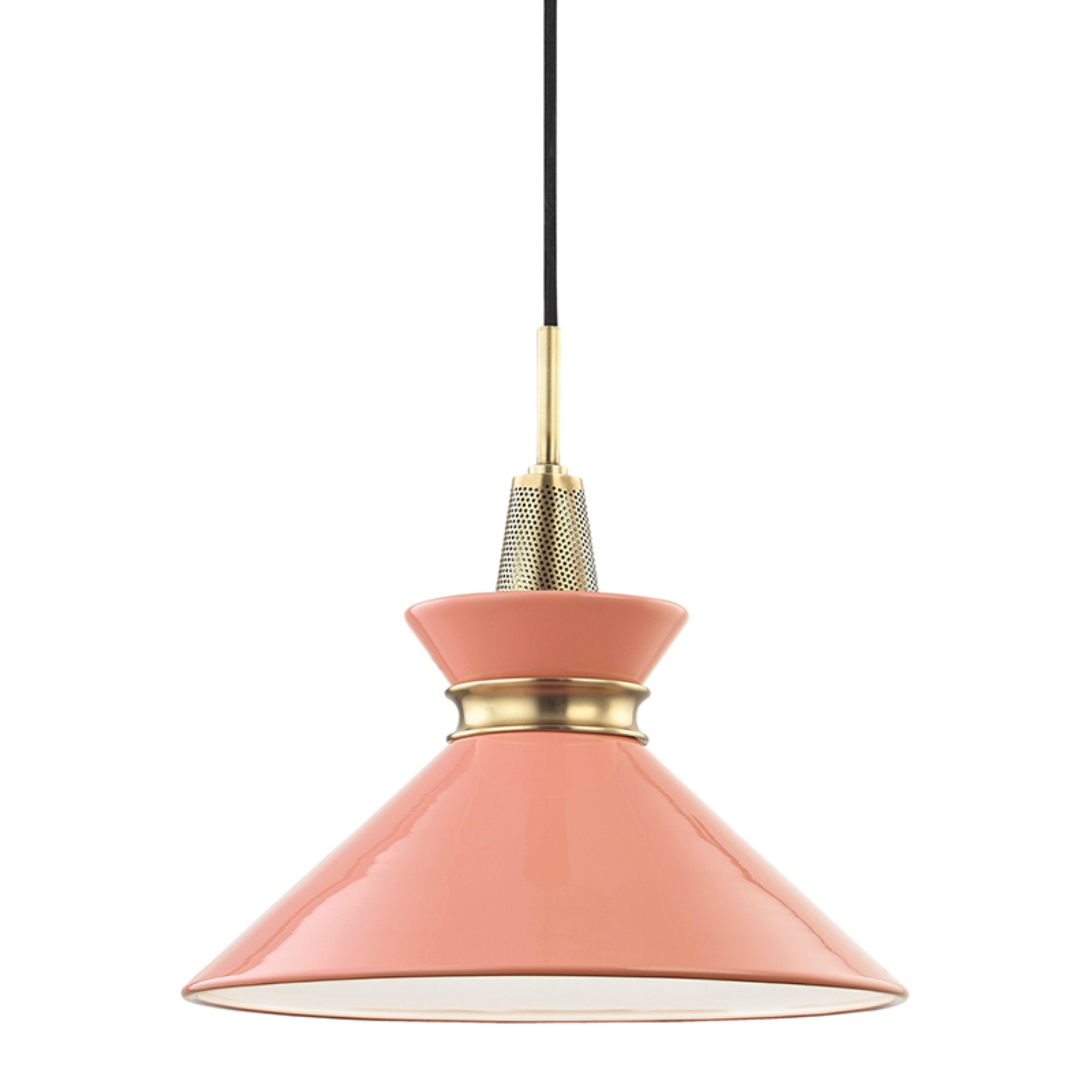 Kiki 1-Light Pendant in Aged Brass/Pink