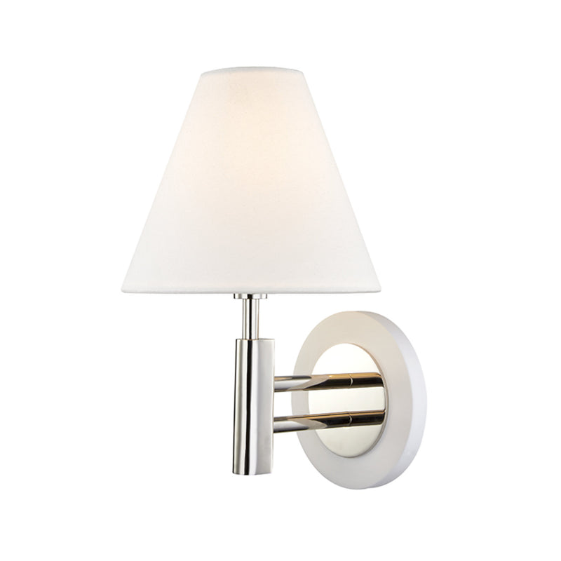 Robbie 1 Light Wall Sconce in Polished Nickel/White
