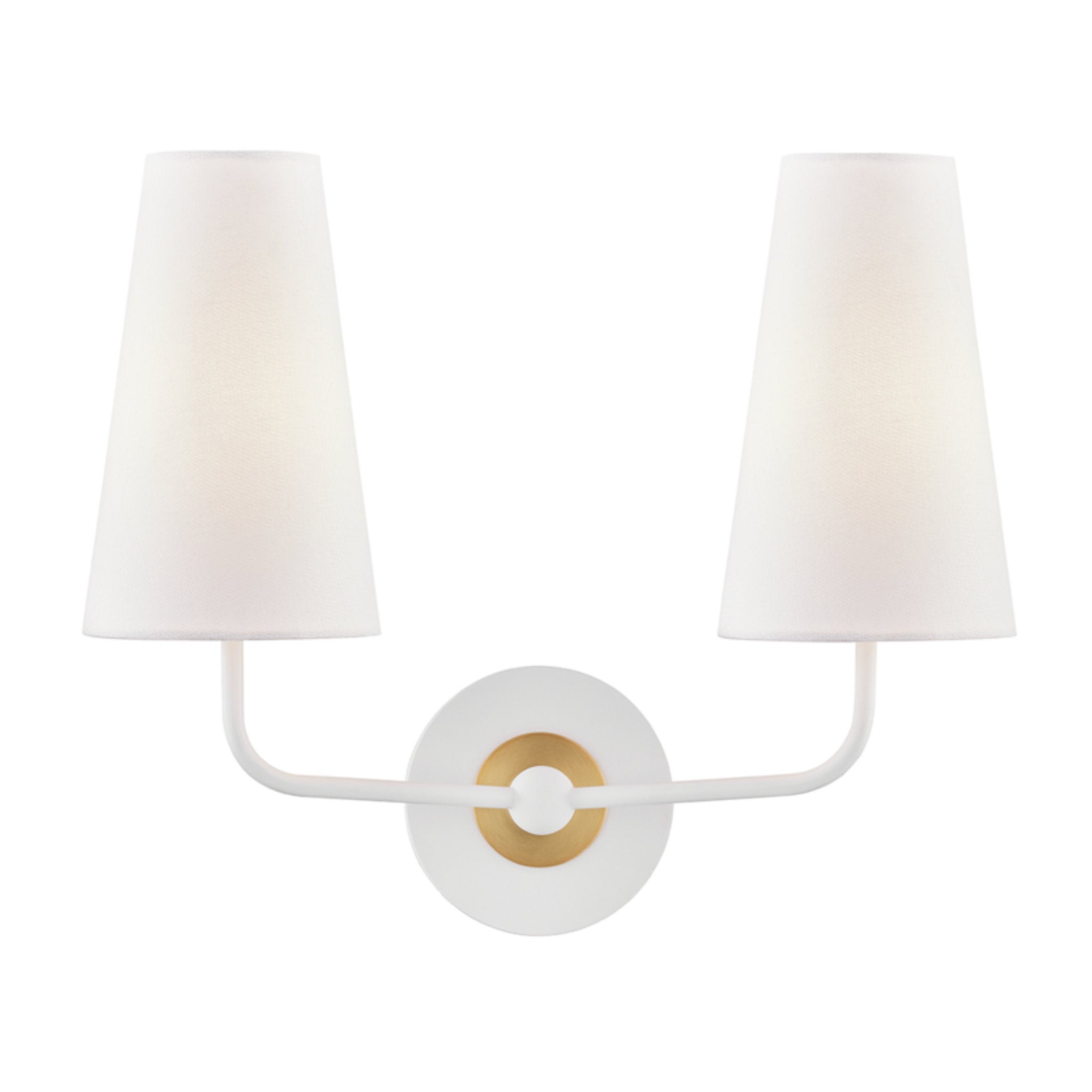 Merri 2-Light Wall Sconce in Aged Brass/Soft Off White