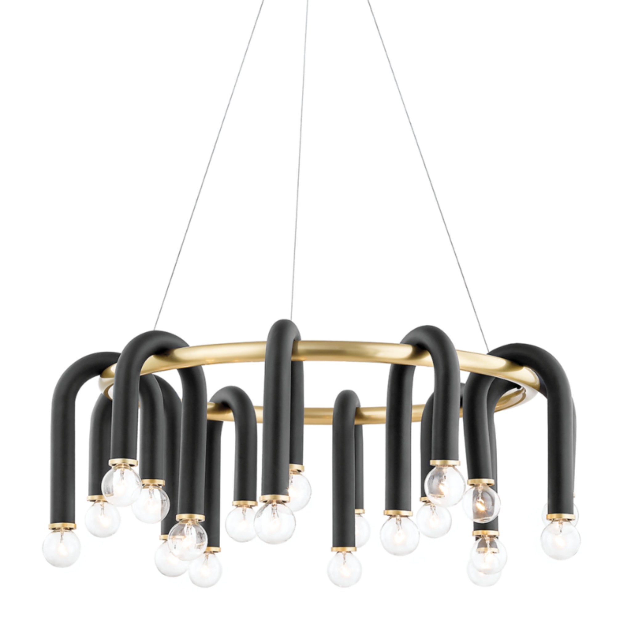 Whit 20-Light Chandelier in  Aged Brass/Black 6L x 28.75W x 11H