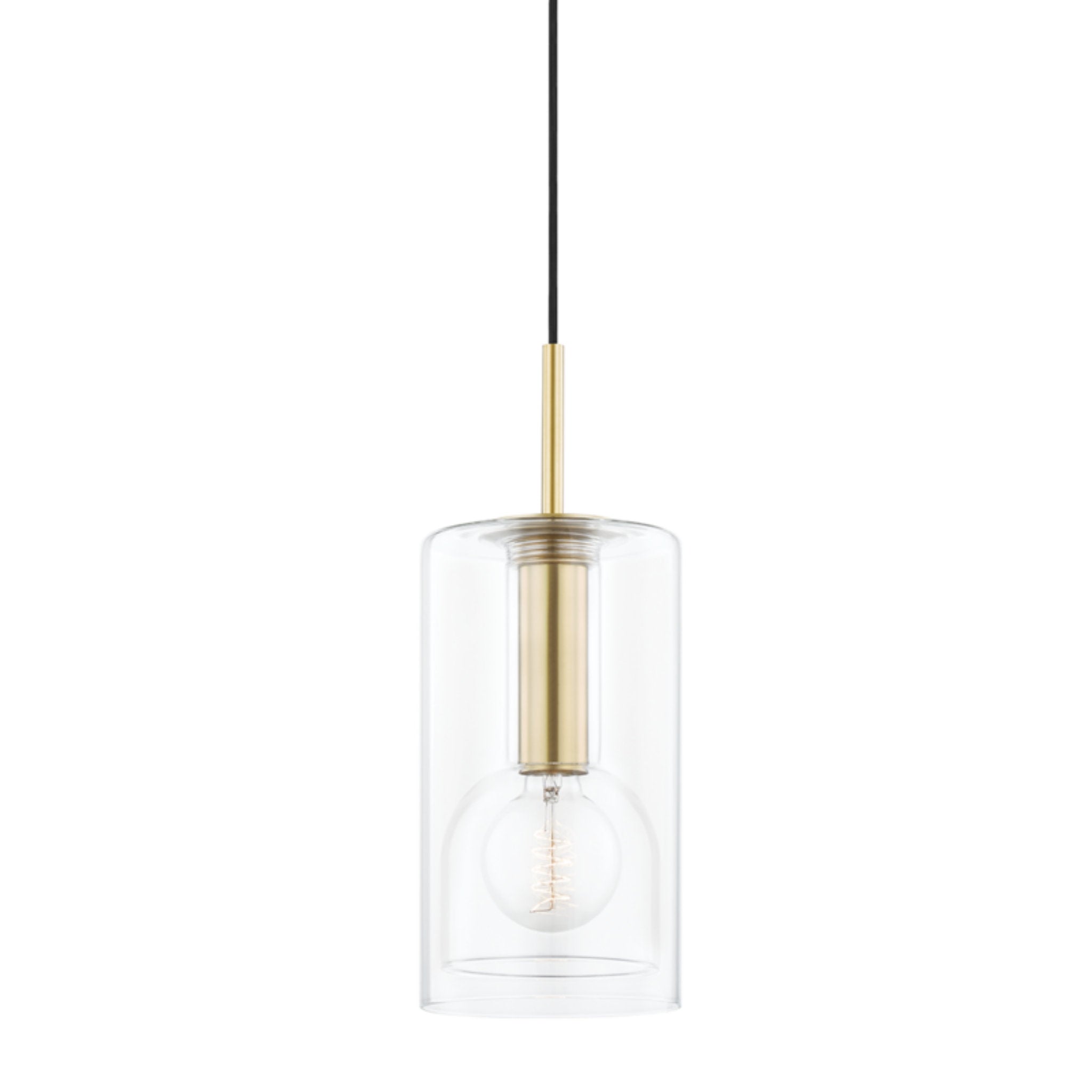 Belinda 1-Light Pendant in  Aged Brass 14L x 6W x 14.75H