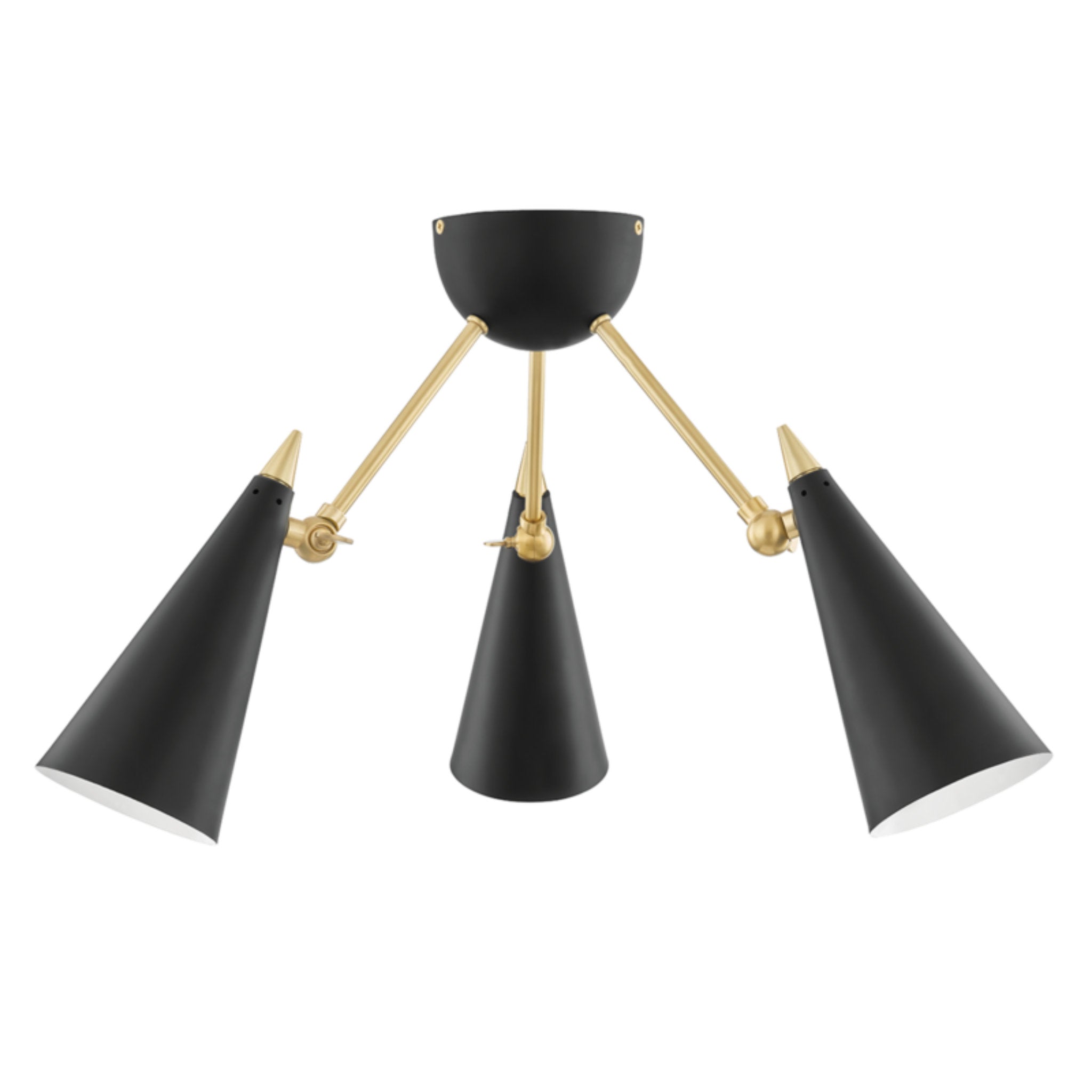 Moxie 3 Light Semi Flush in Aged Brass/Black Foundry Lighting