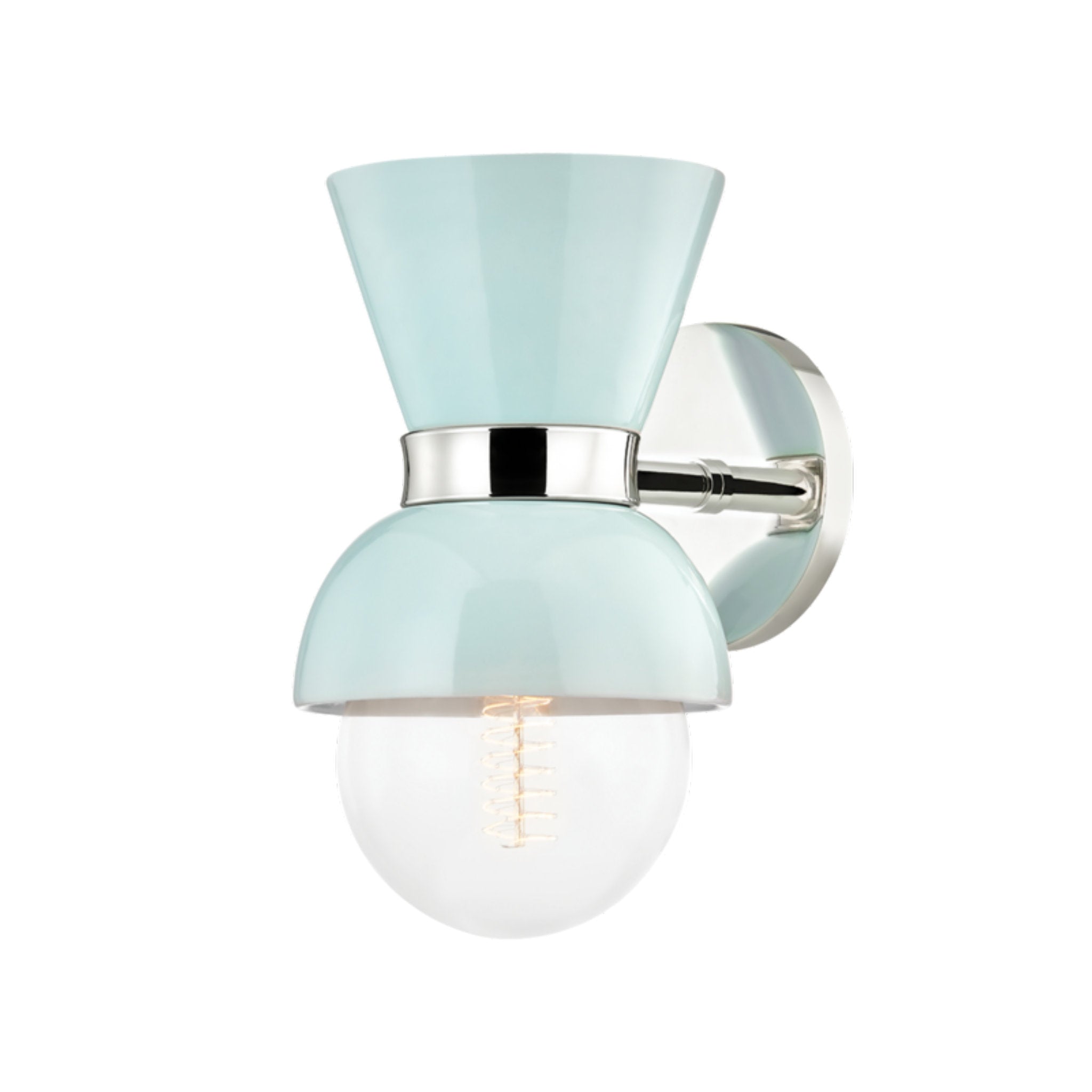Gillian 1 Light Wall Sconce in Polished Nickel/Ceramic Gloss Robins Egg Blue