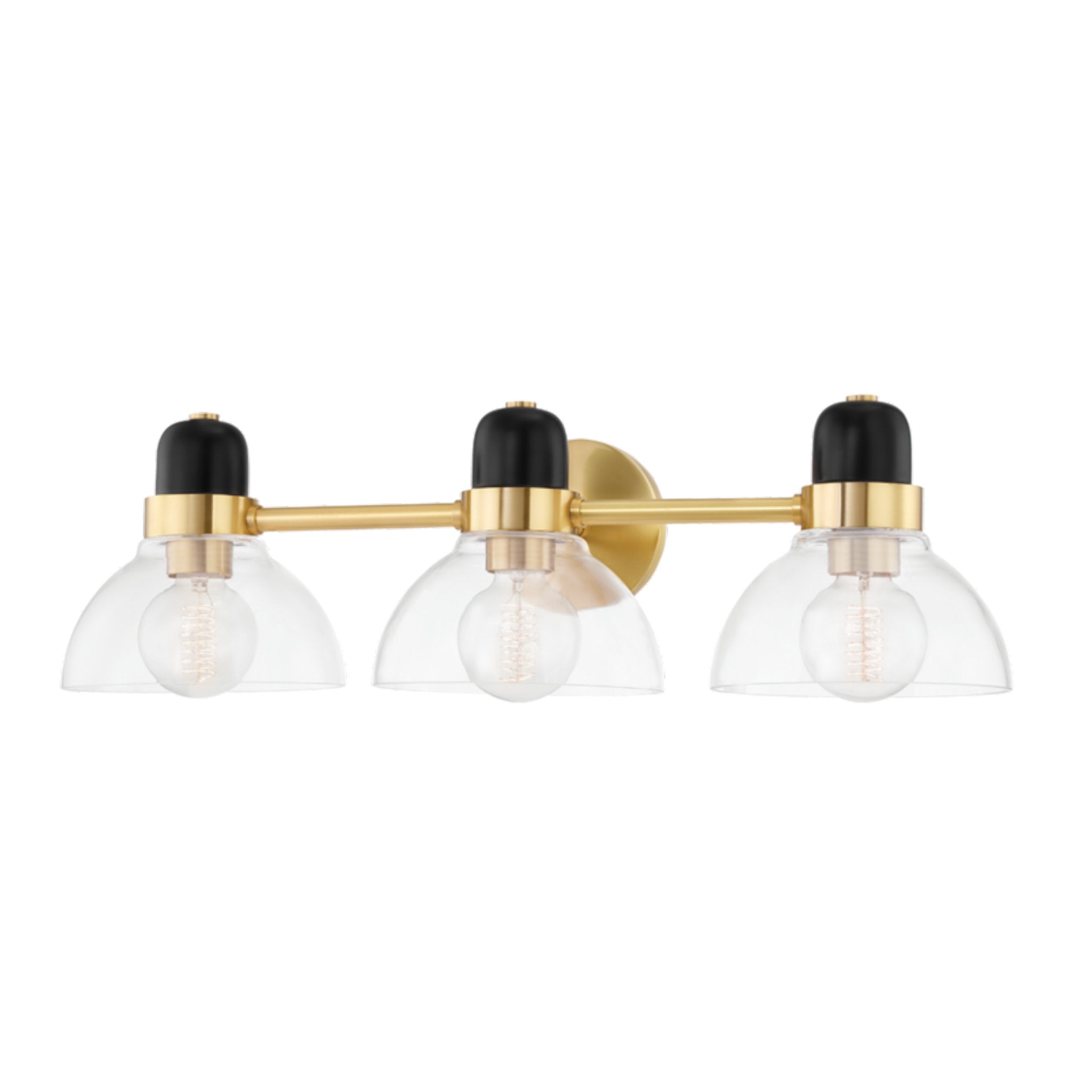 Camile 3 Light Bath and Vanity in Aged Brass