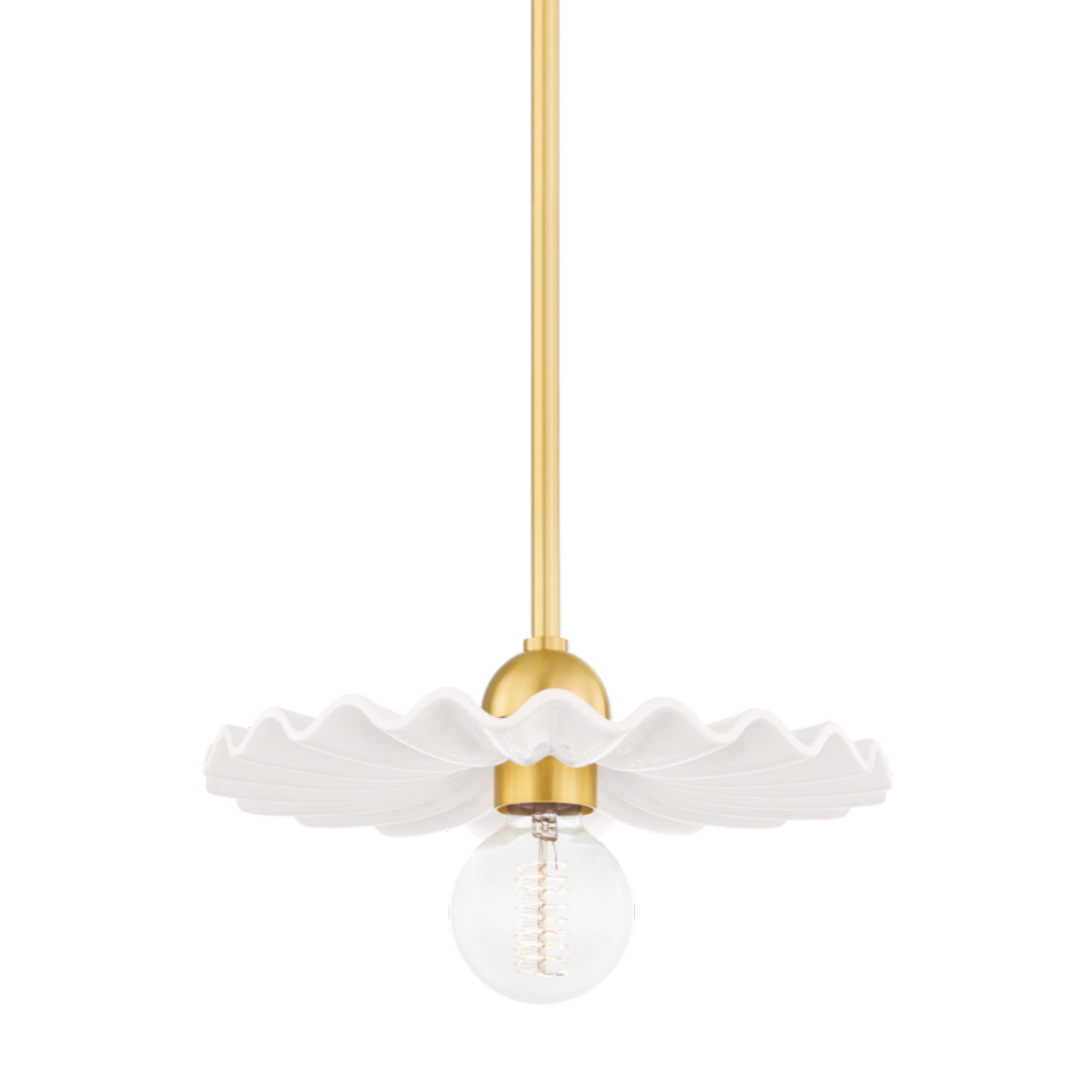Tinsley 1-Light Pendant in Aged Brass 11.75W x 6.25H