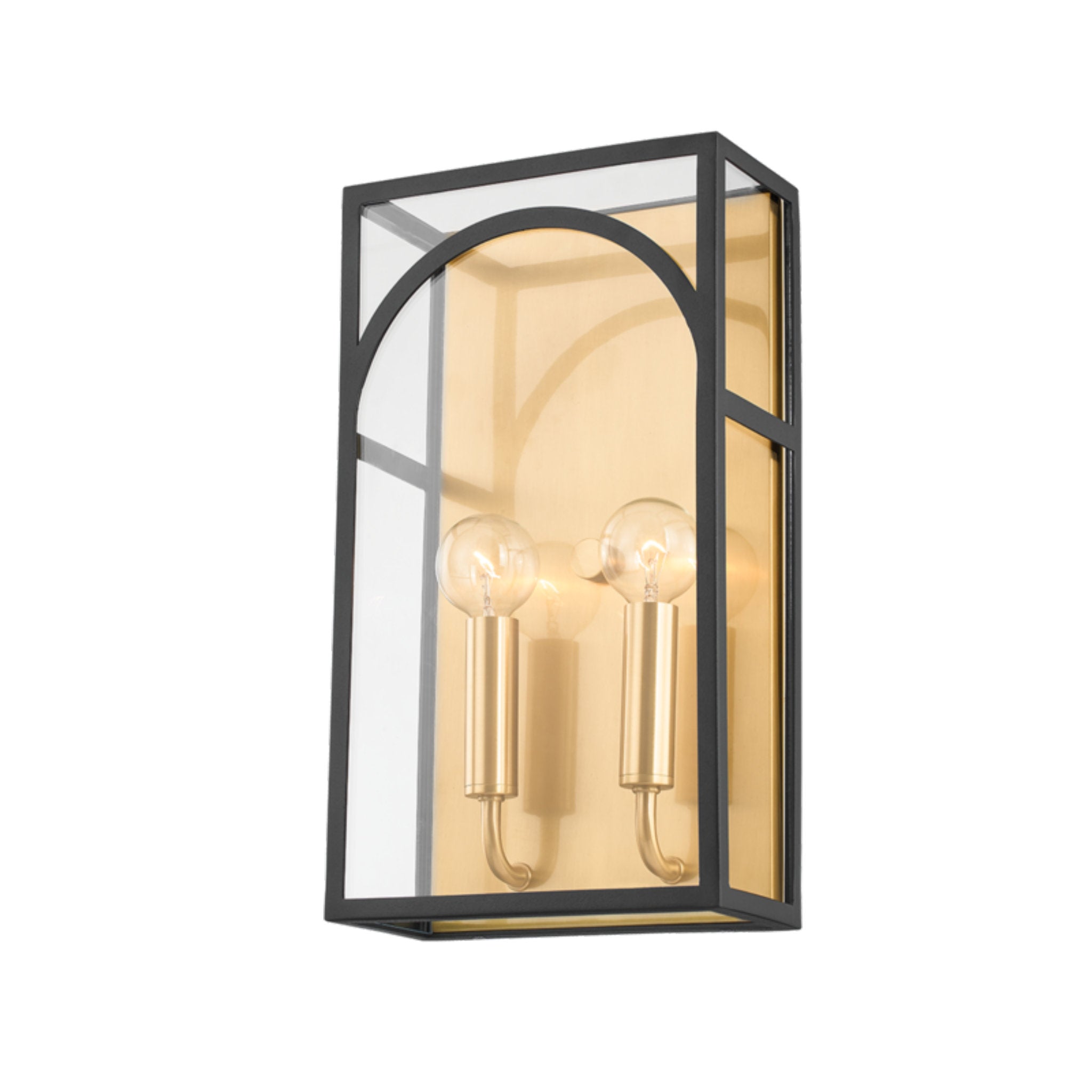 Addison 2 Light Wall Sconce in Aged Brass/Textured Black Combo