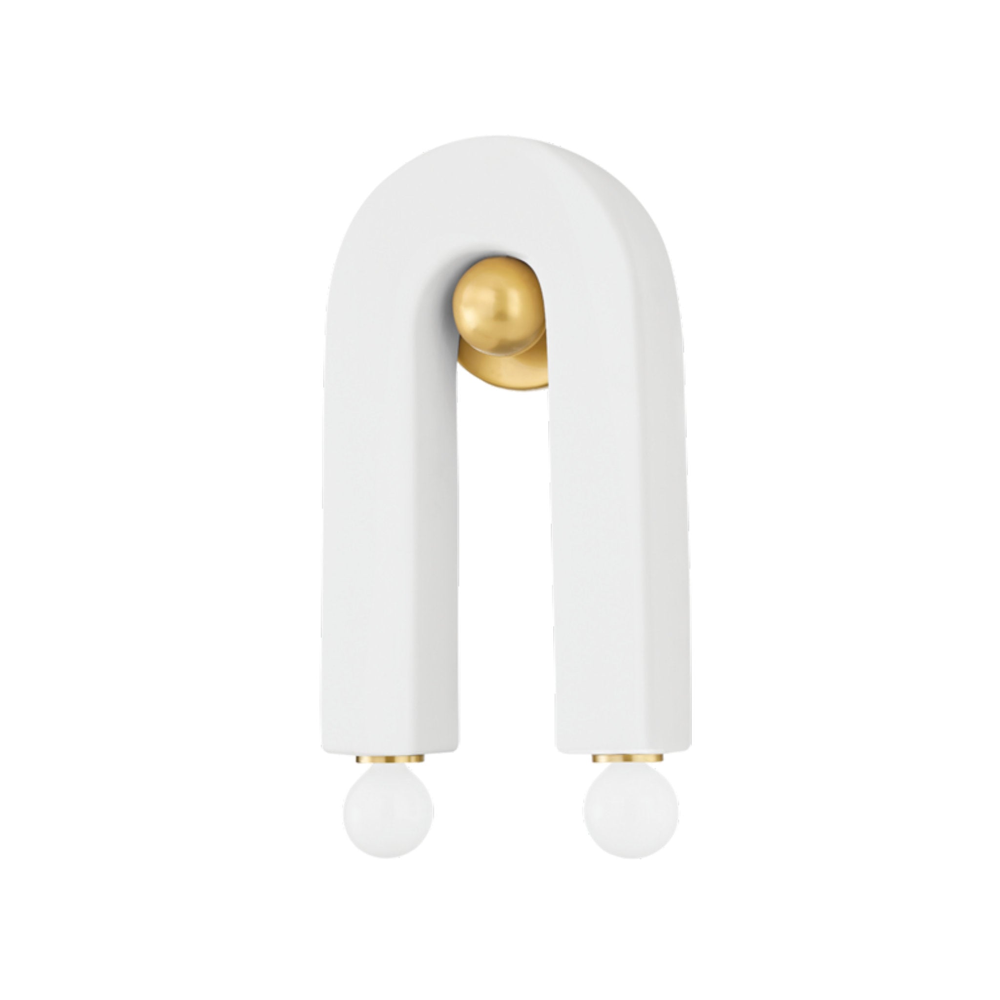 Roshani 2 Light Wall Sconce in Aged Brass/Ceramic Raw Matte White by Dabito