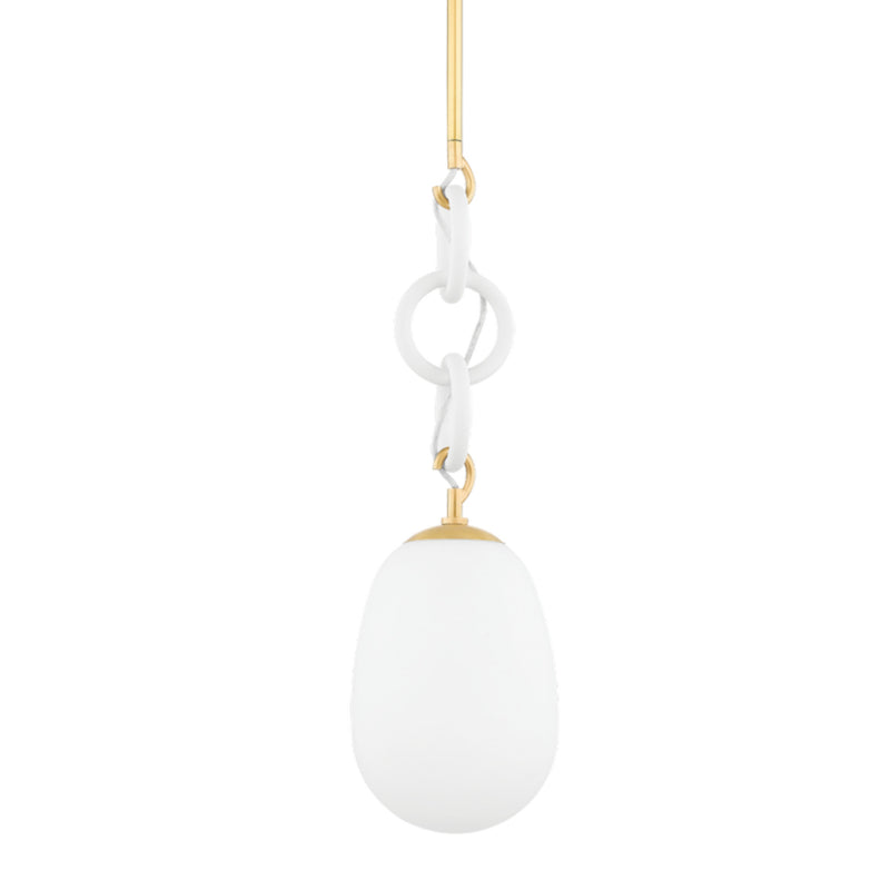 Marina 1 Light Pendant in Aged Brass/Textured White Combo by Eny Lee Parker