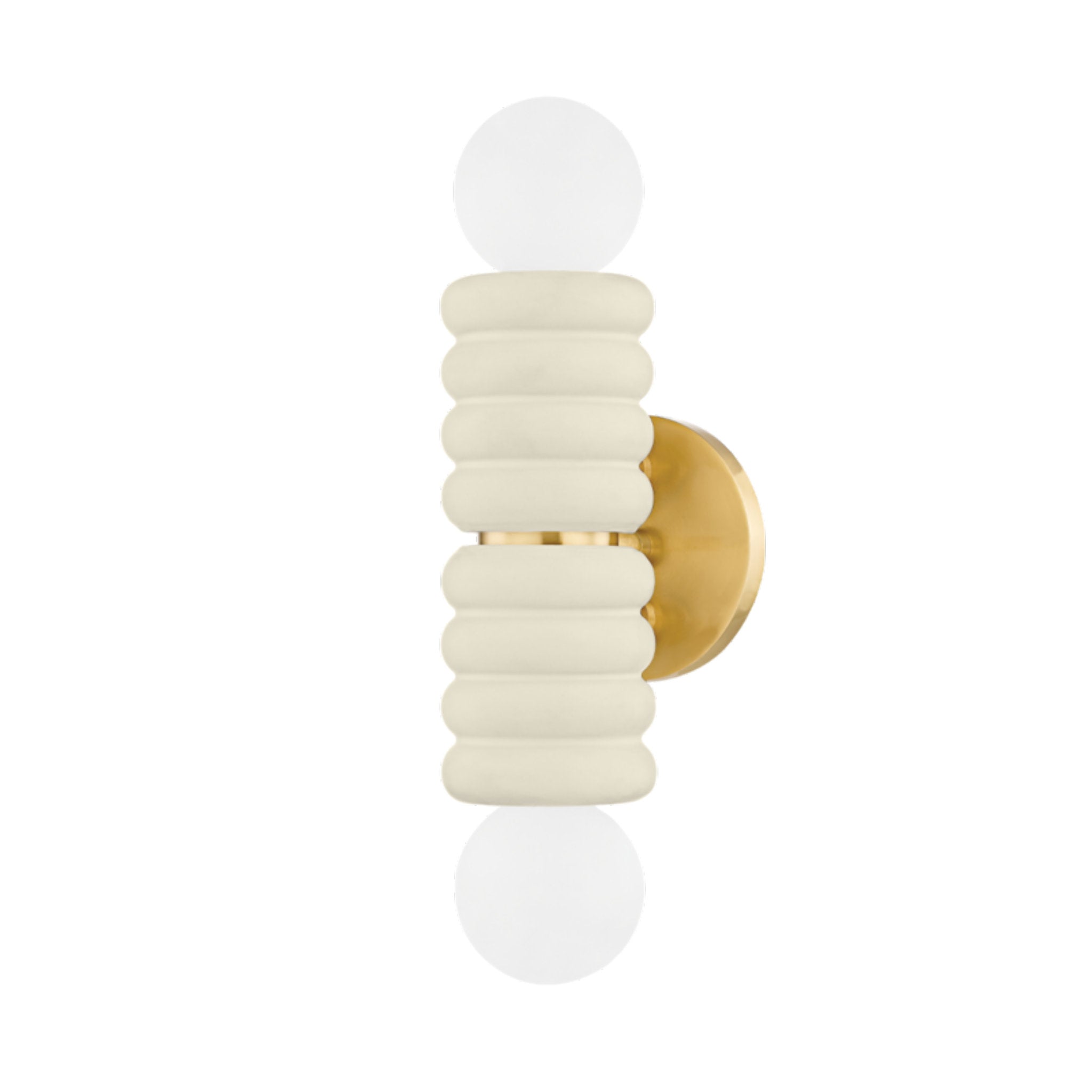 Bibi 2 Light Wall Sconce in Aged Brass/Ceramic Antique Ivory by Eny Lee Parker