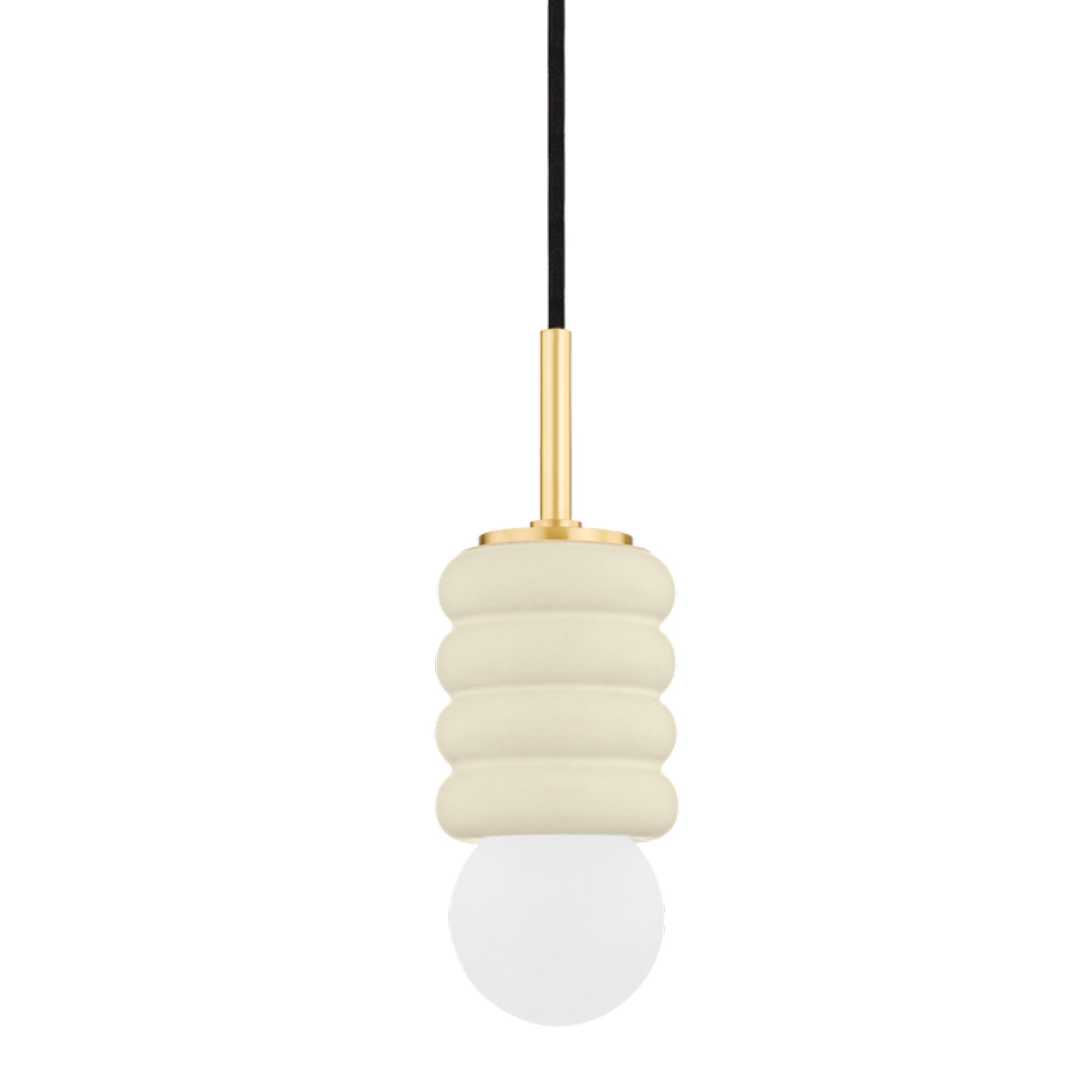 Bibi 1-Light Pendant in Aged Brass/Ceramic Antique Ivory by Eny Lee Parker