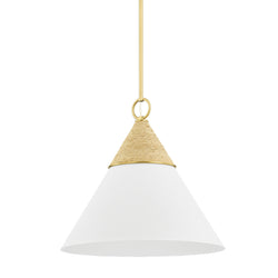Mica 1 Light Pendant in Aged Brass by Megan Molten