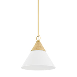 Mica 1 Light Pendant in Aged Brass by Megan Molten