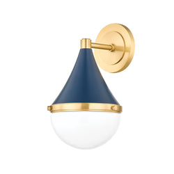 Ciara 1 Light Wall Sconce in Aged Brass/Soft Navy